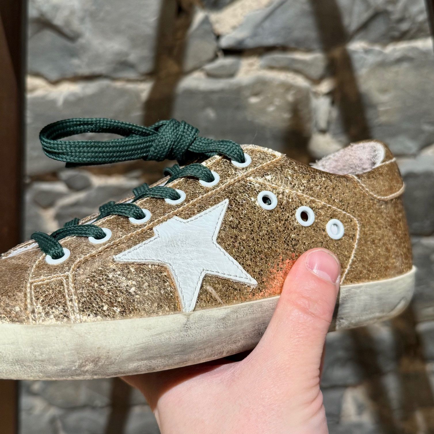 Golden Goose Golden Goose Superstar Gold Glitter Sneakers Size US 7 / IT 37 - 10 Thumbnail