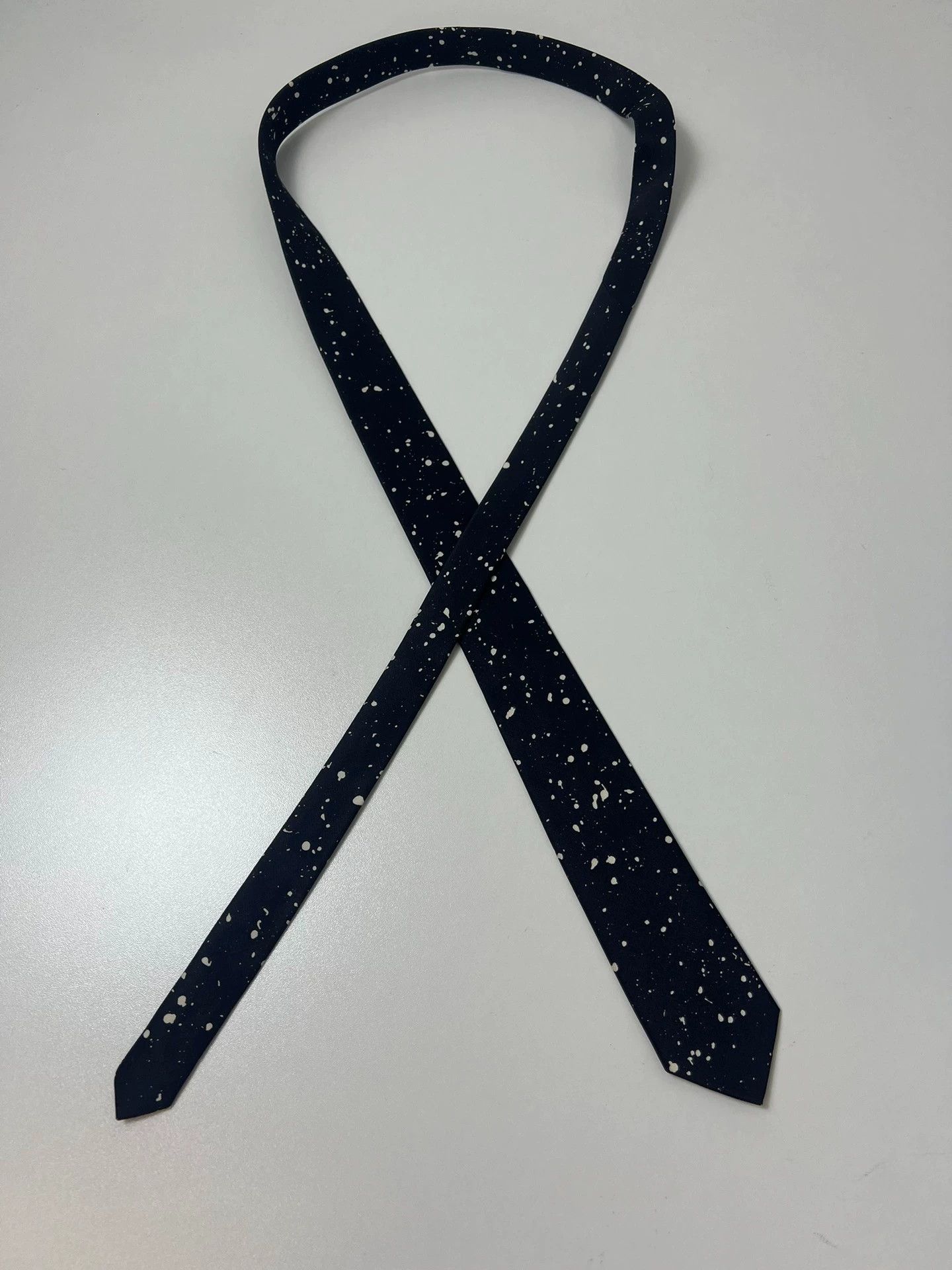 Saint Laurent Paris SLP 15fw silk splatter tie black white Size ONE SIZE - 3 Thumbnail