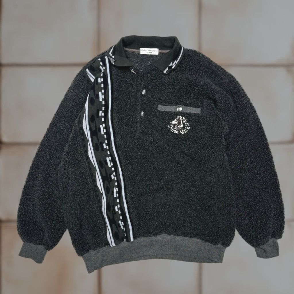 Vintage VINTAGE Dolce Margarita Sweater Long Sleeve Collared Fleece Gray 80s Made in Italy Men L Mens Size US L / EU 52-54 / 3 - 1 Thumbnail