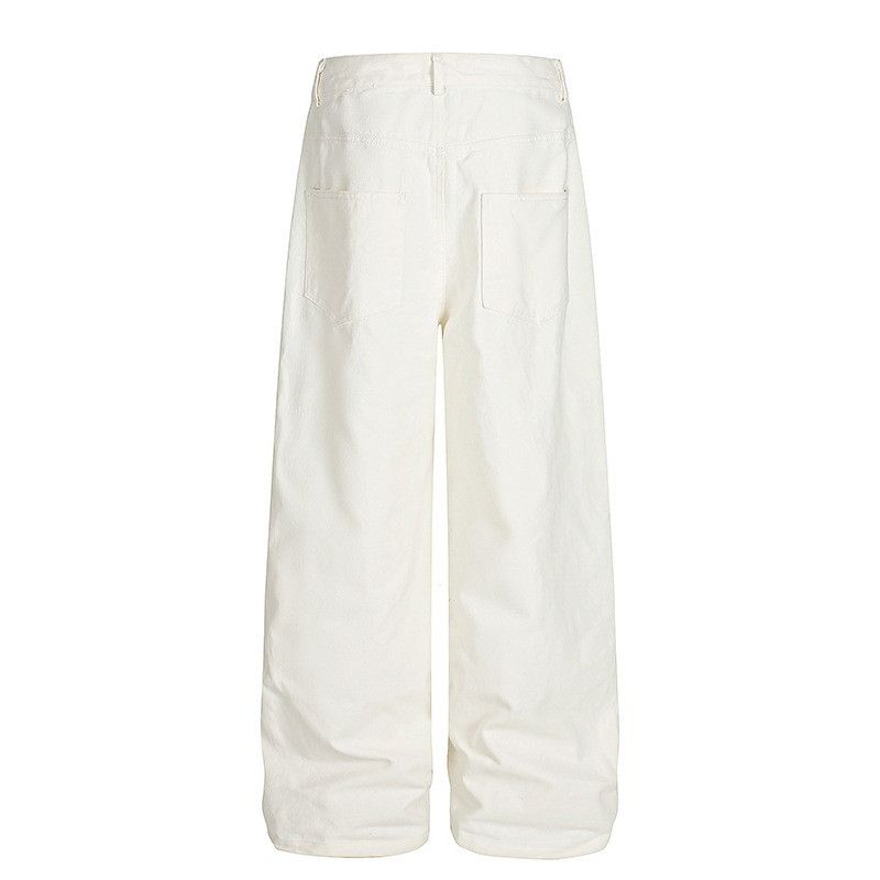 Jean American-style cartoon embroidered white cargo jeans Size US 32 / EU 48 - 2 Thumbnail