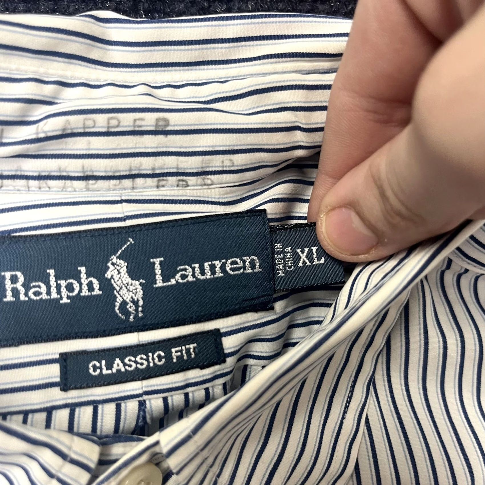 Ralph Lauren Ralph Lauren Dress Shirt Mens XL Blue Stripe Long Sleeve Button Down Classic Fit Shirt Size 46R - 3 Thumbnail