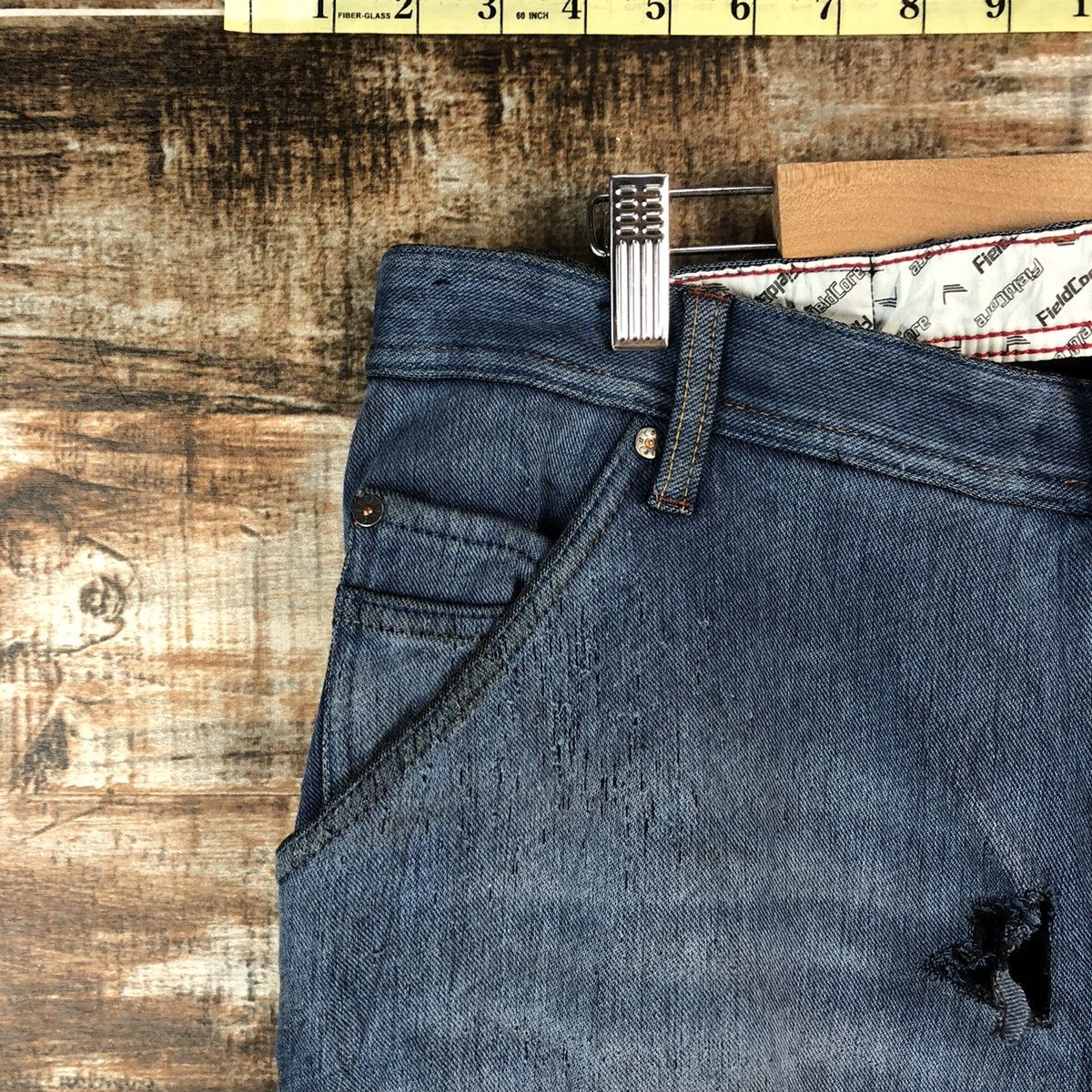 Japanese Brand Field Core Blue Distressed Denim Pants #A2138 Size US 33 - 7 Thumbnail