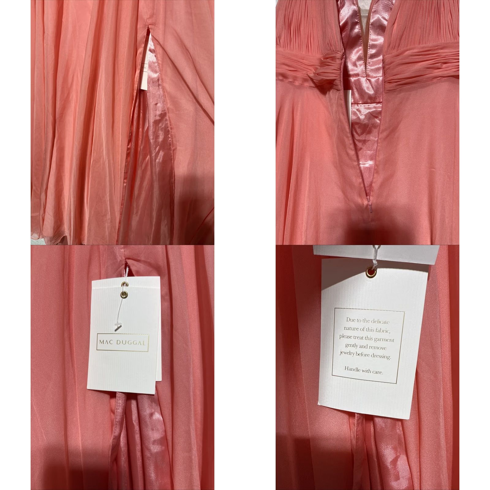 Mac Duggal Mac Duggal A-Line Gown NWT 67811 CHIFFON BEADED CAP SLEEVE Pink Coral 10 Women VINTAGE No Size ONE SIZE - 8 Thumbnail