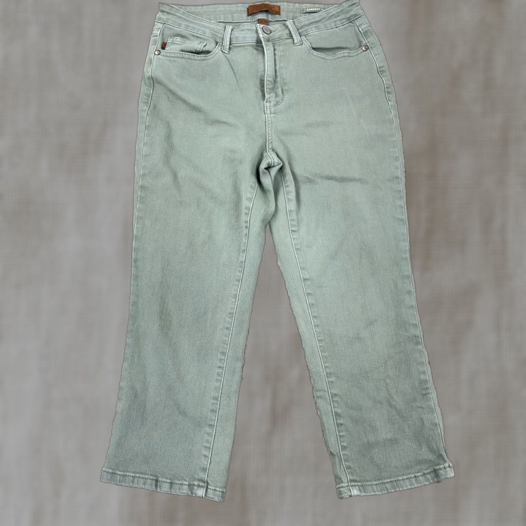 Denime Judy Blue Jeans Women 29 Green Carpi Stretch Denim Pants Garment Dyed Size 29" - 1 Thumbnail