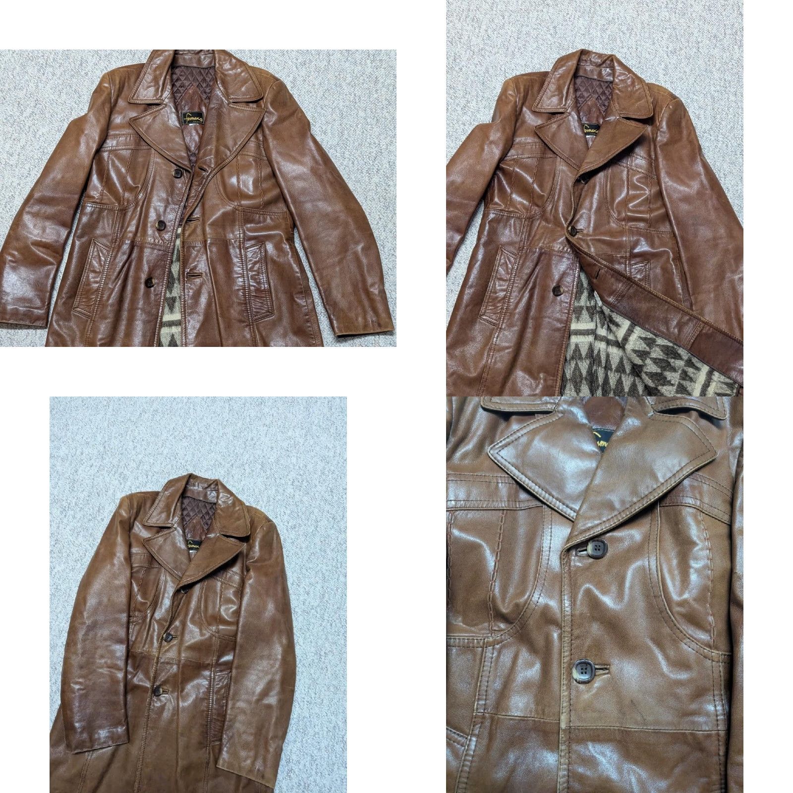 Vintage VINTAGE brown leather overcoat Mens 40 long SHERLOCK cortefiel Furmans Lambskin? Size US M / EU 48-50 / 2 - 8 Thumbnail