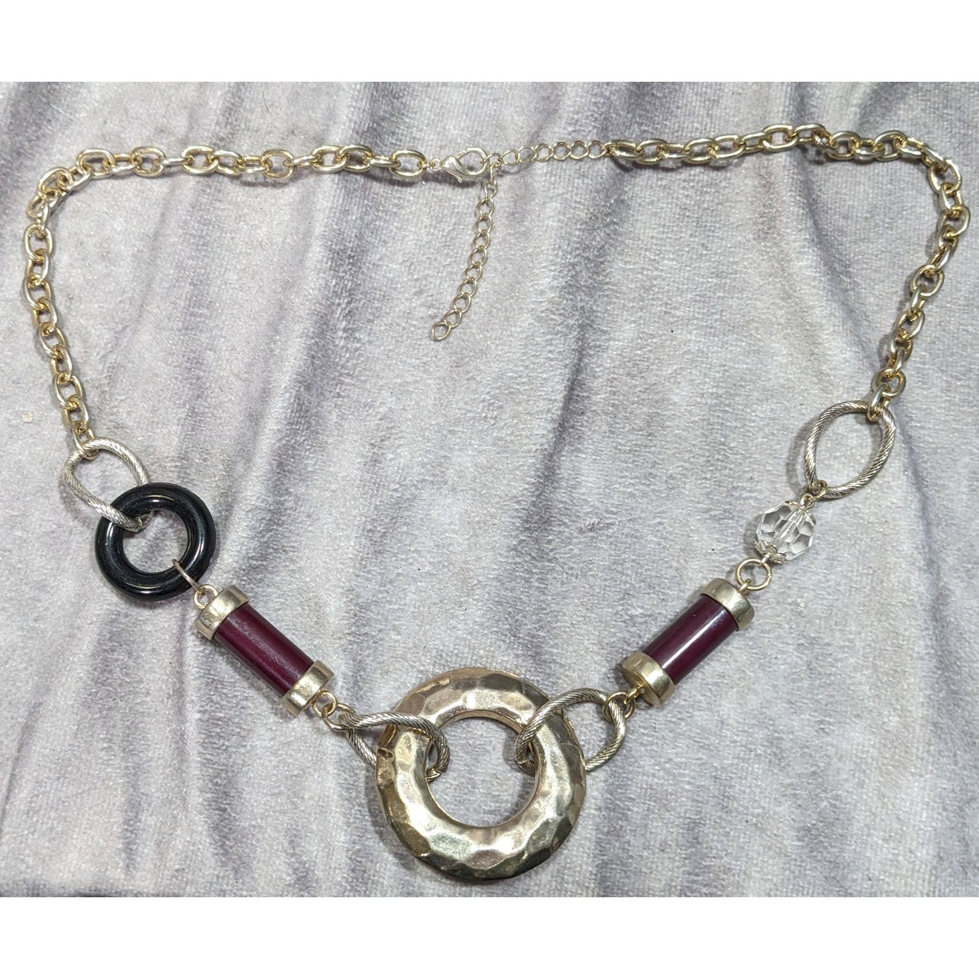 Other Abstract Chunky Brutalist Necklace With Hammered Circle Pend Size ONE SIZE - 6 Thumbnail