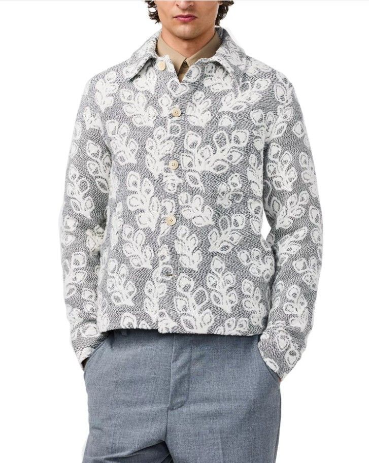 NN07 NN07 Rahim Floral Jacquard Button Front Jacket Black Melange Size US S / EU 44-46 / 1 - 1 Thumbnail