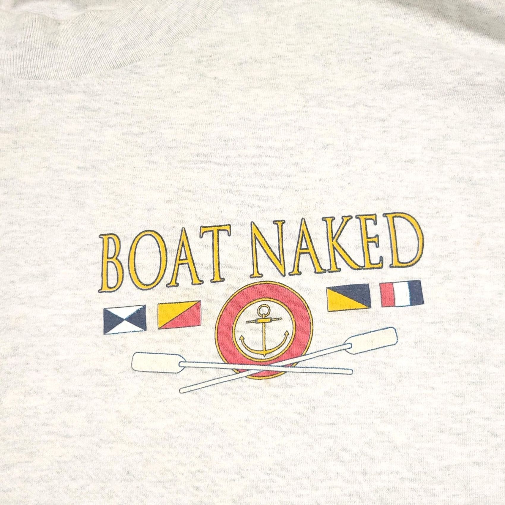 Fruit Of The Loom VINTAGE Boat Naked Shirt Mens XL Gray Funny Slogan Graphic Tee USA 90s Size US XL / EU 56 / 4 - 4 Thumbnail