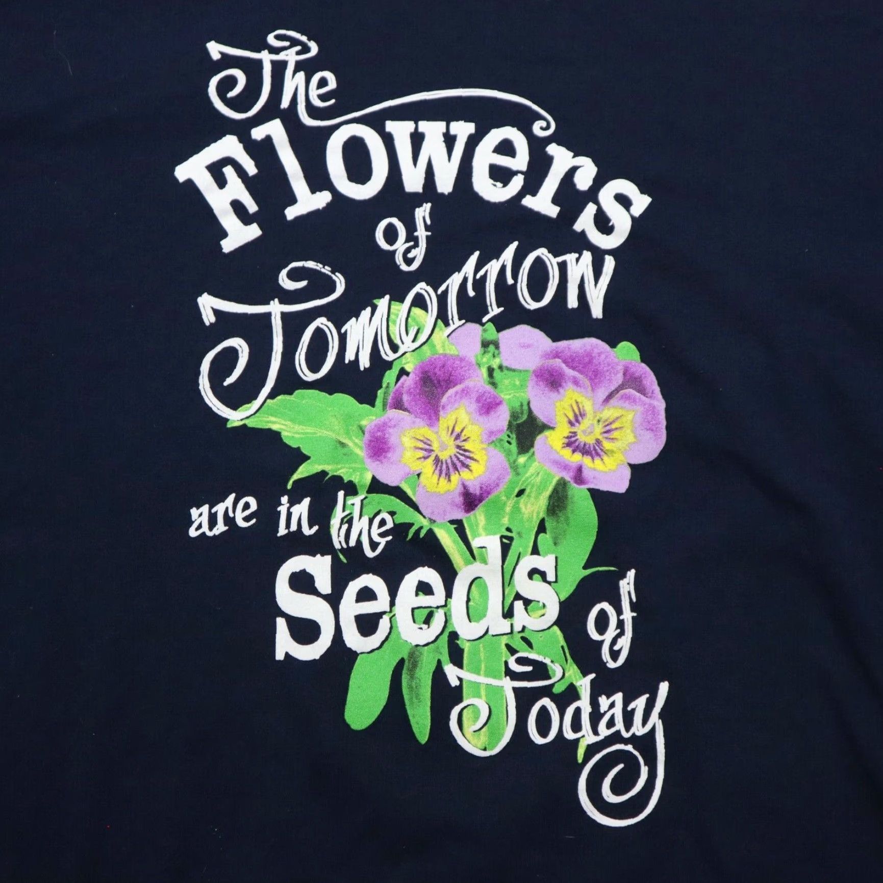 Vintage Shirt The Flowers Of The Tomorrows Are In The Seeds Of Today T-Shirt Adult XL Blue Flowers Of The Tomorrows Are In The Seeds Of Today Womens Size XL / US 12-14 / IT 48-50 - 2 Thumbnail