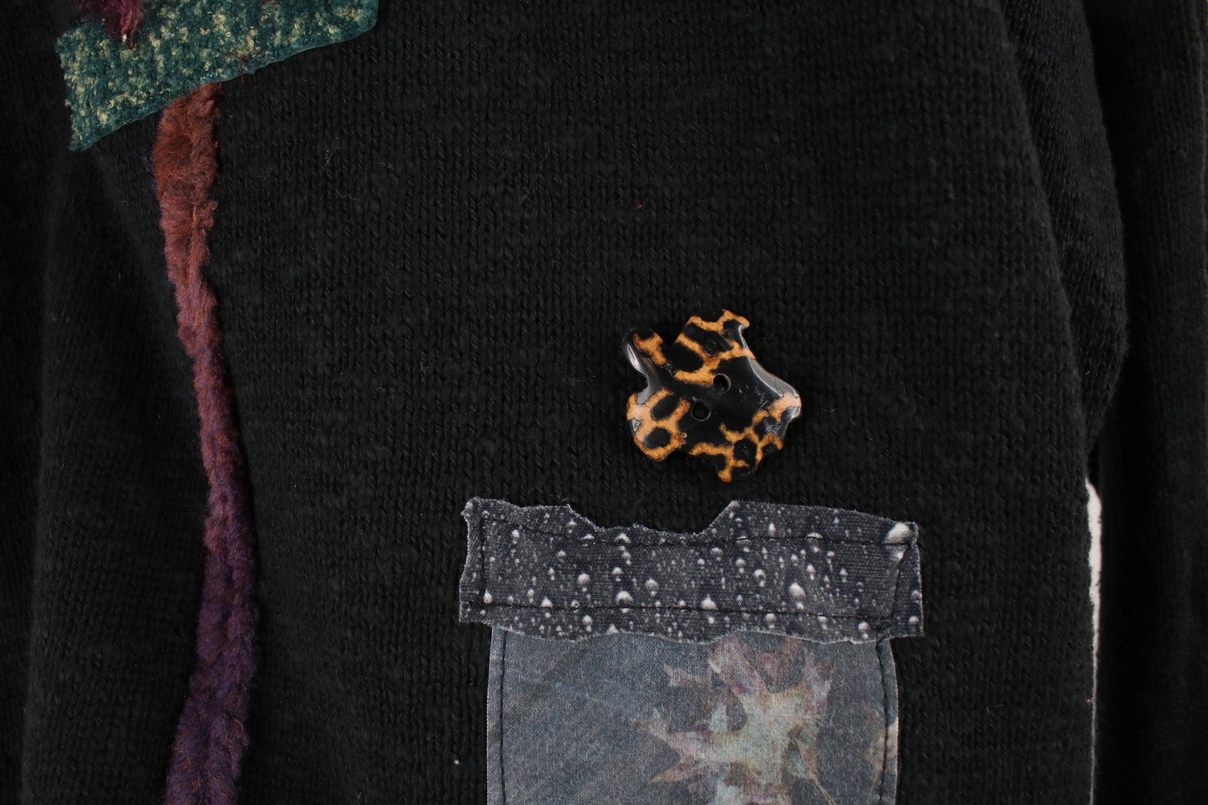 Vintage Vintage 90s Lagenlook Art Tree Birdhouse Knit Sweater Black Size XXL / US 16-18 / IT 52-54 - 8 Thumbnail