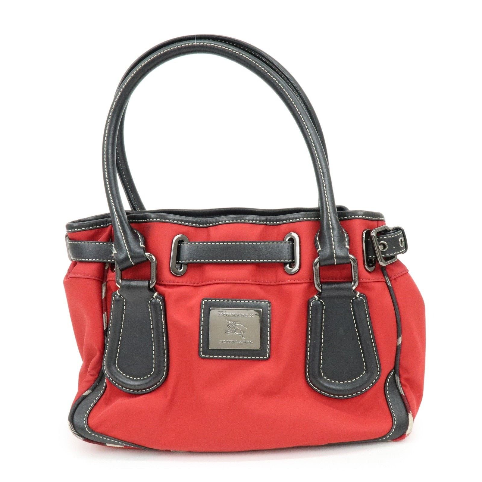Burberry Burberry Blue Label Nova Plaid Nylon Leather Tote Red Size ONE SIZE - 1 Thumbnail