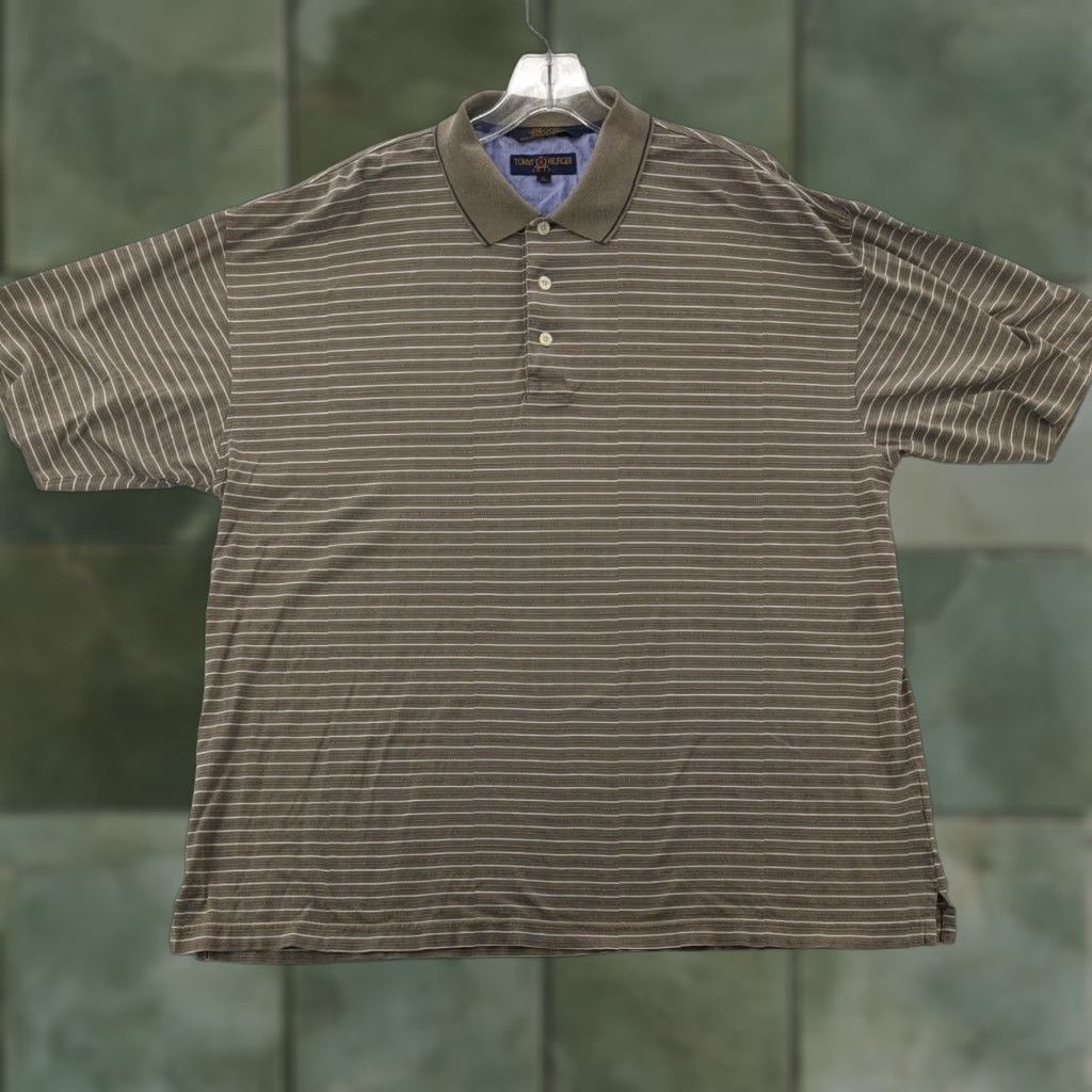 Tommy Hilfiger VINTAGE Tommy Hilfiger Golf Polo Shirt Mens Large Striped 90s Polo Shirt Golf Size US L / EU 52-54 / 3 - 1 Thumbnail