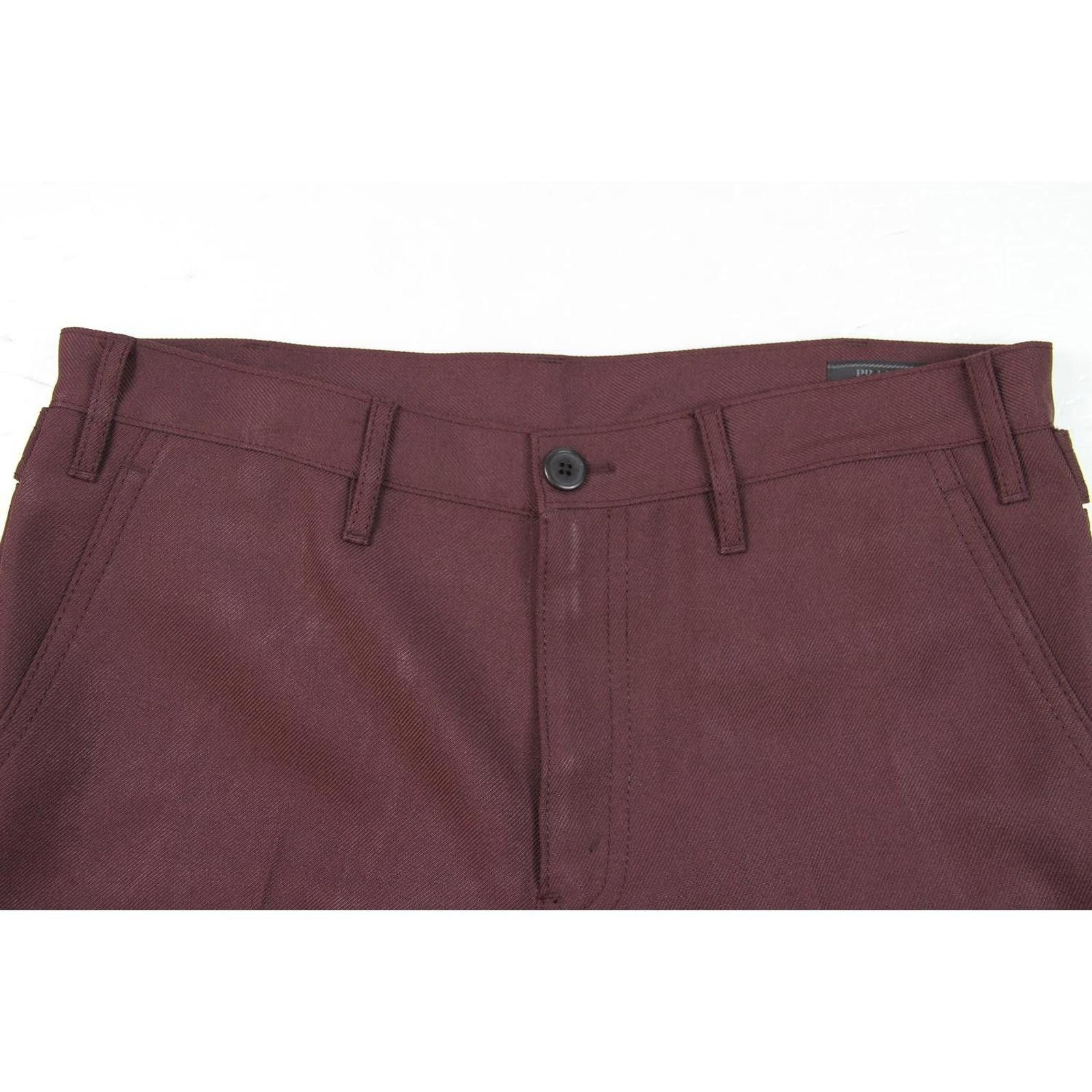 Prada Prada Men's F/W 17 Burgundy Twill Rubber Logo Trouser 50 Size US 44 / EU 60 - 5 Thumbnail