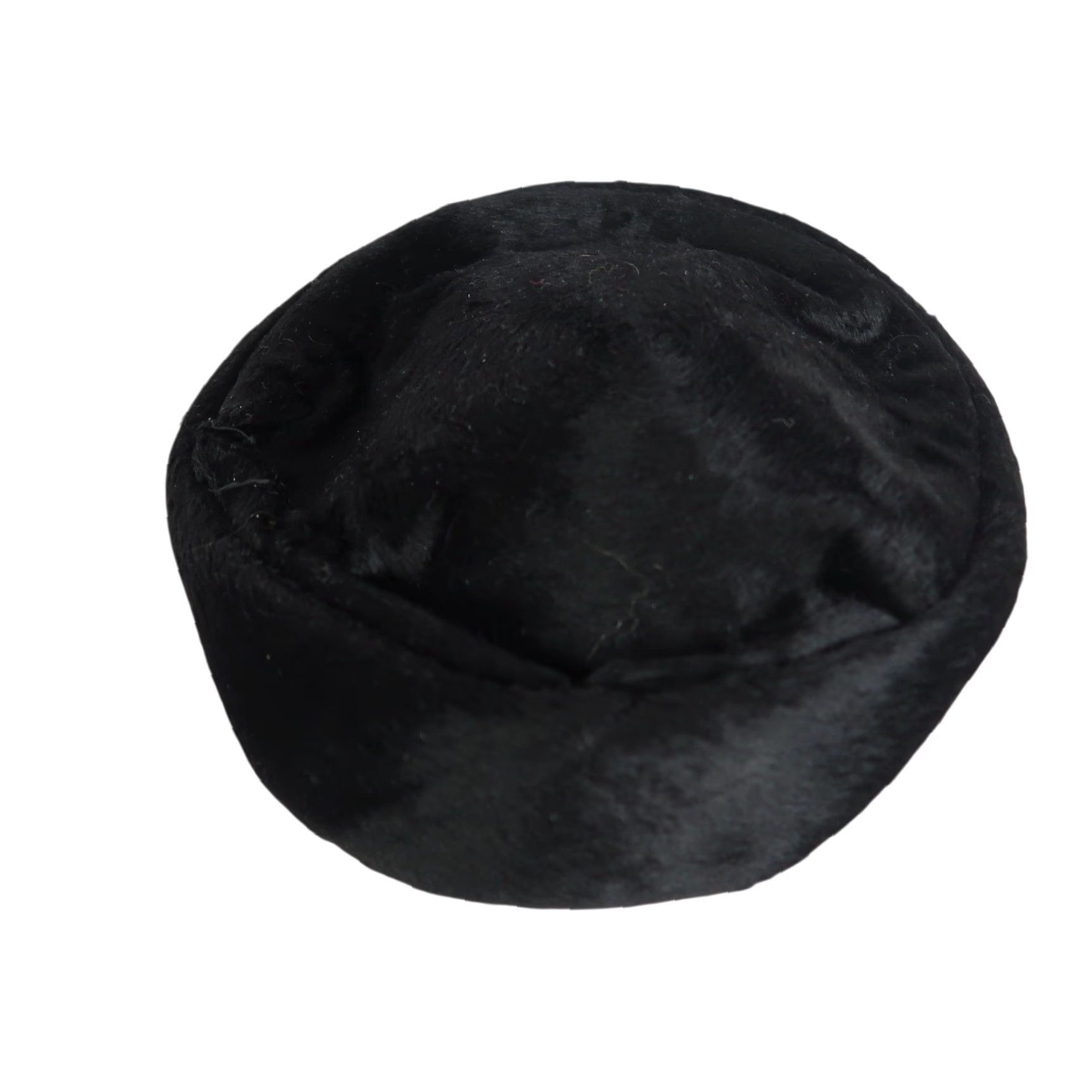 Velvet VINTAGE 60s Black Faux Fur Velvet Beret Hat w/ Chin Strap Beret Women One Size Black 60s Party Cocktail Cap Womens Size ONE SIZE - 5 Thumbnail