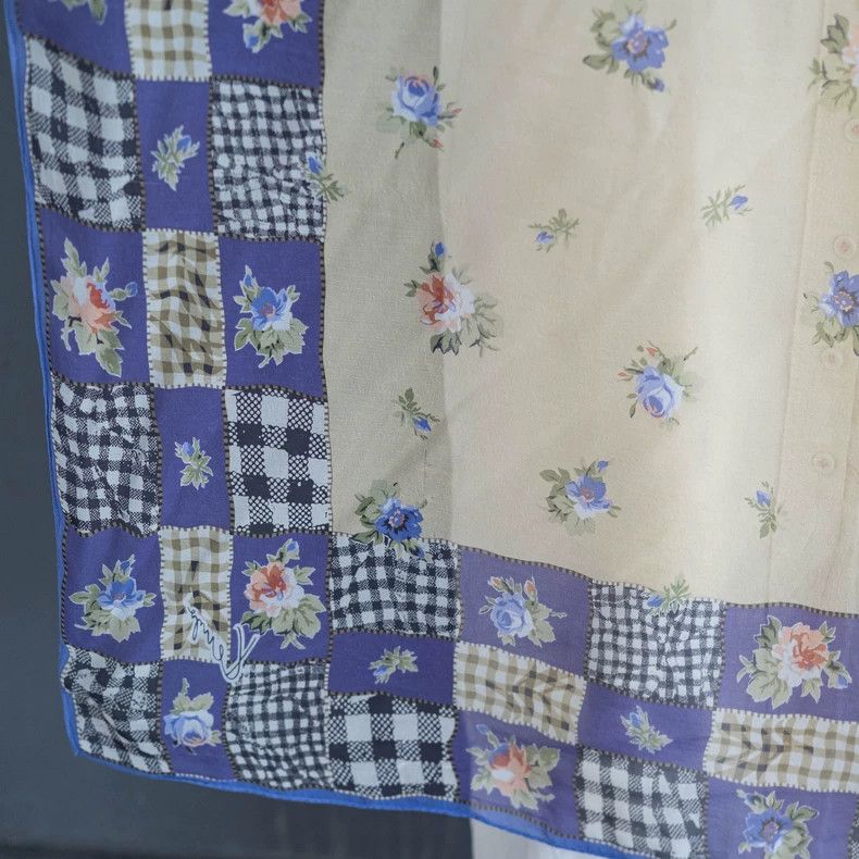 Kenzo KENZO Vintage purple embroidered checkered silk scarf Size ONE SIZE - 1 Thumbnail