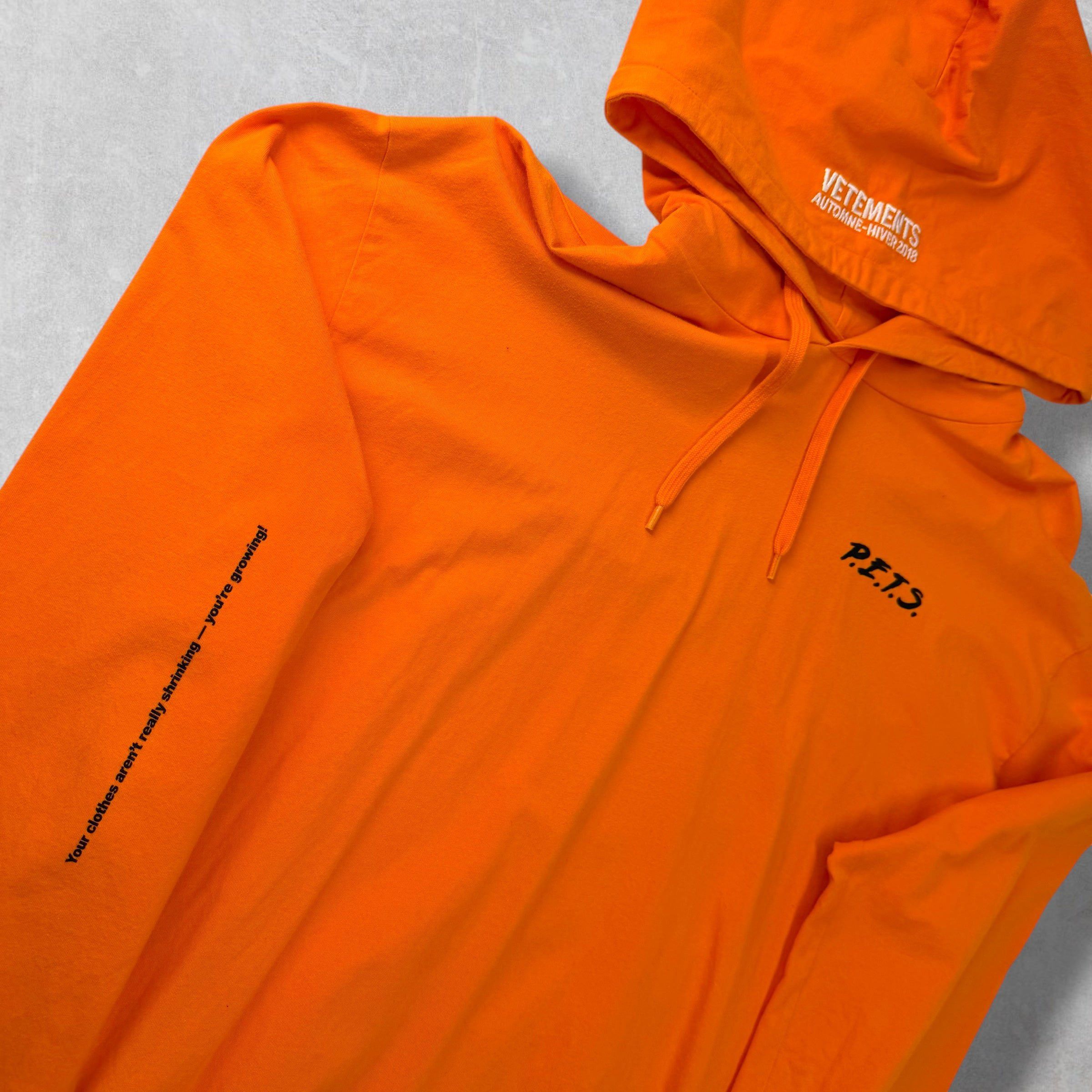 Vetements Vetements Orange P.E.T.S. Hoodie M (L) Size US L / EU 52-54 / 3 - 4 Thumbnail