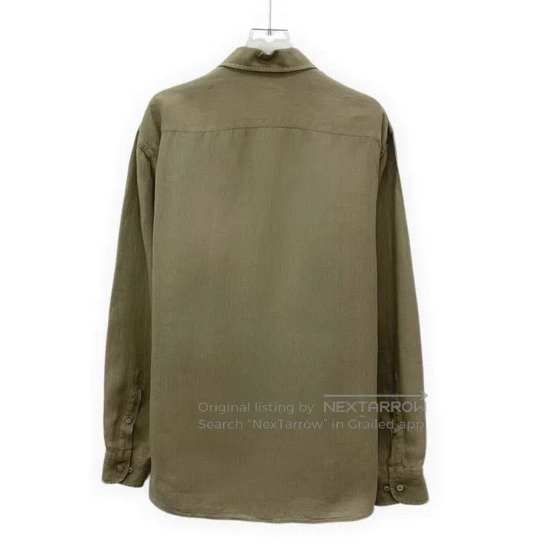 Loro Piana Loro Piana Brown Green Linen Collar Single Breasted Long S Size US L / EU 52-54 / 3 - 2 Thumbnail