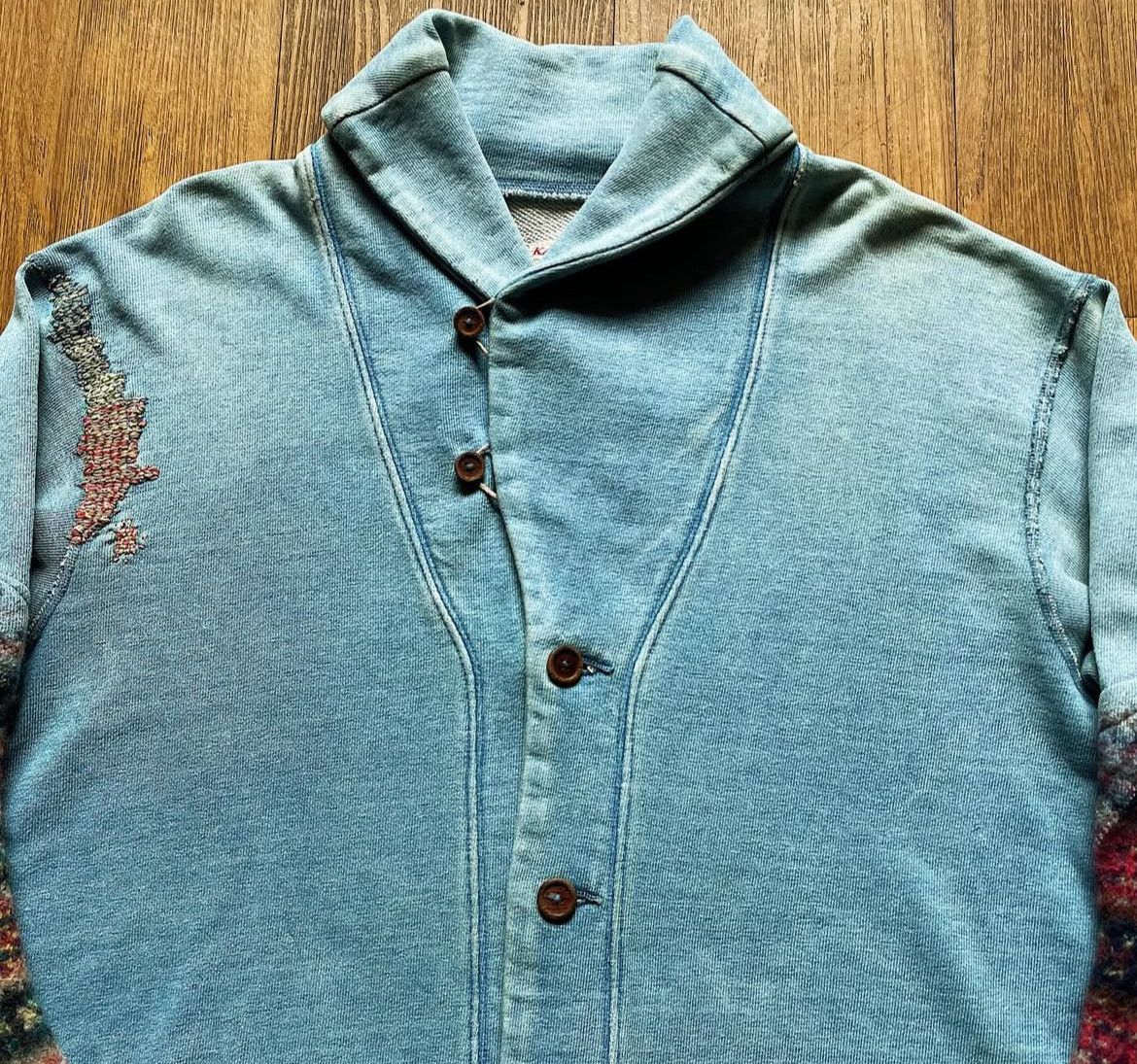 Kapital 2000s Kapital Kountry Wool Patch Boro Shawl Collar Cardigan Size US L / EU 52-54 / 3 - 2 Thumbnail