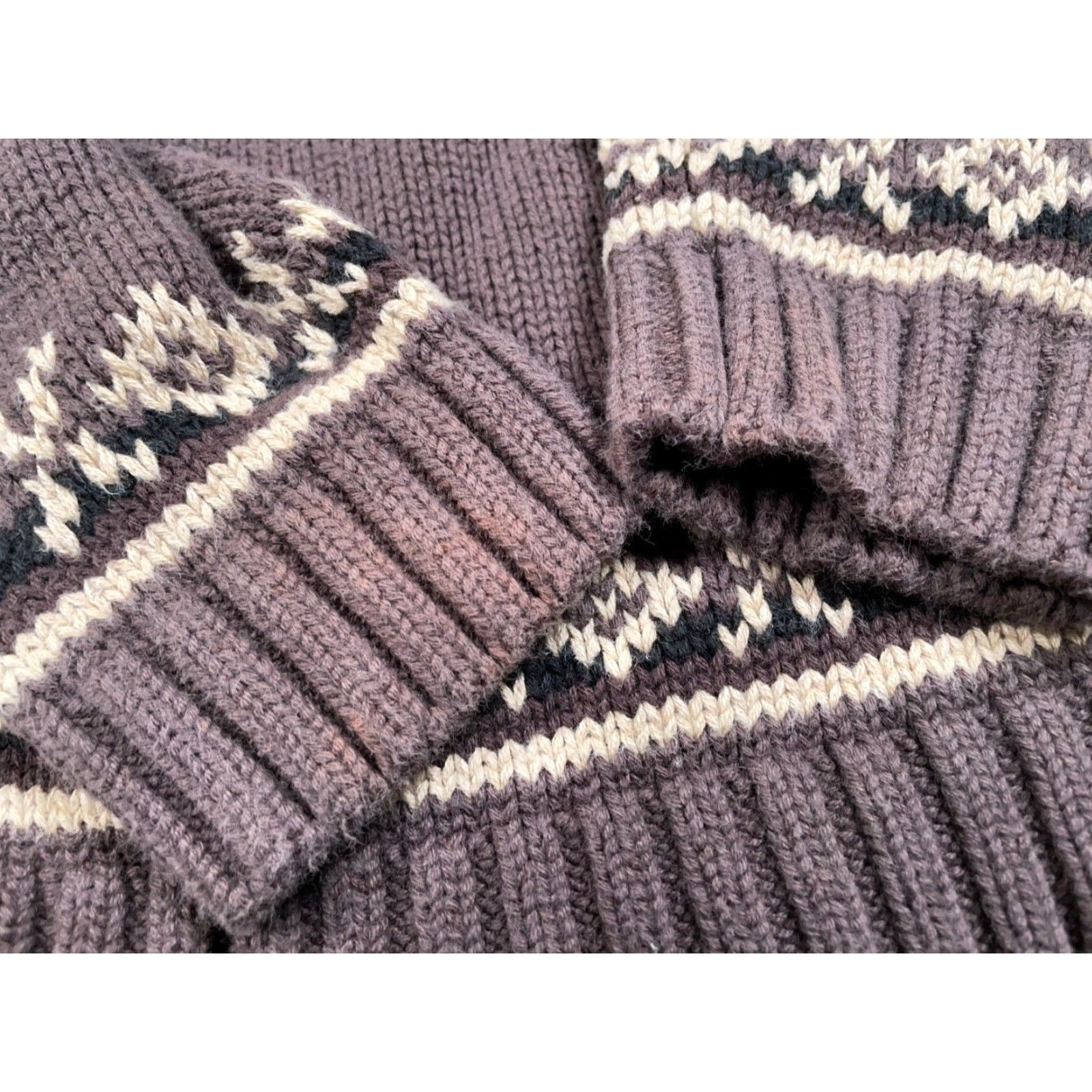 Lands' End Lands' End Sweater Women XL Brown Geometric Snowflake Pattern Cotton Chunky Knit Crew Neck Pullover 90s Retro Ski Womens Size XL / US 12-14 / IT 48-50 - 6 Thumbnail