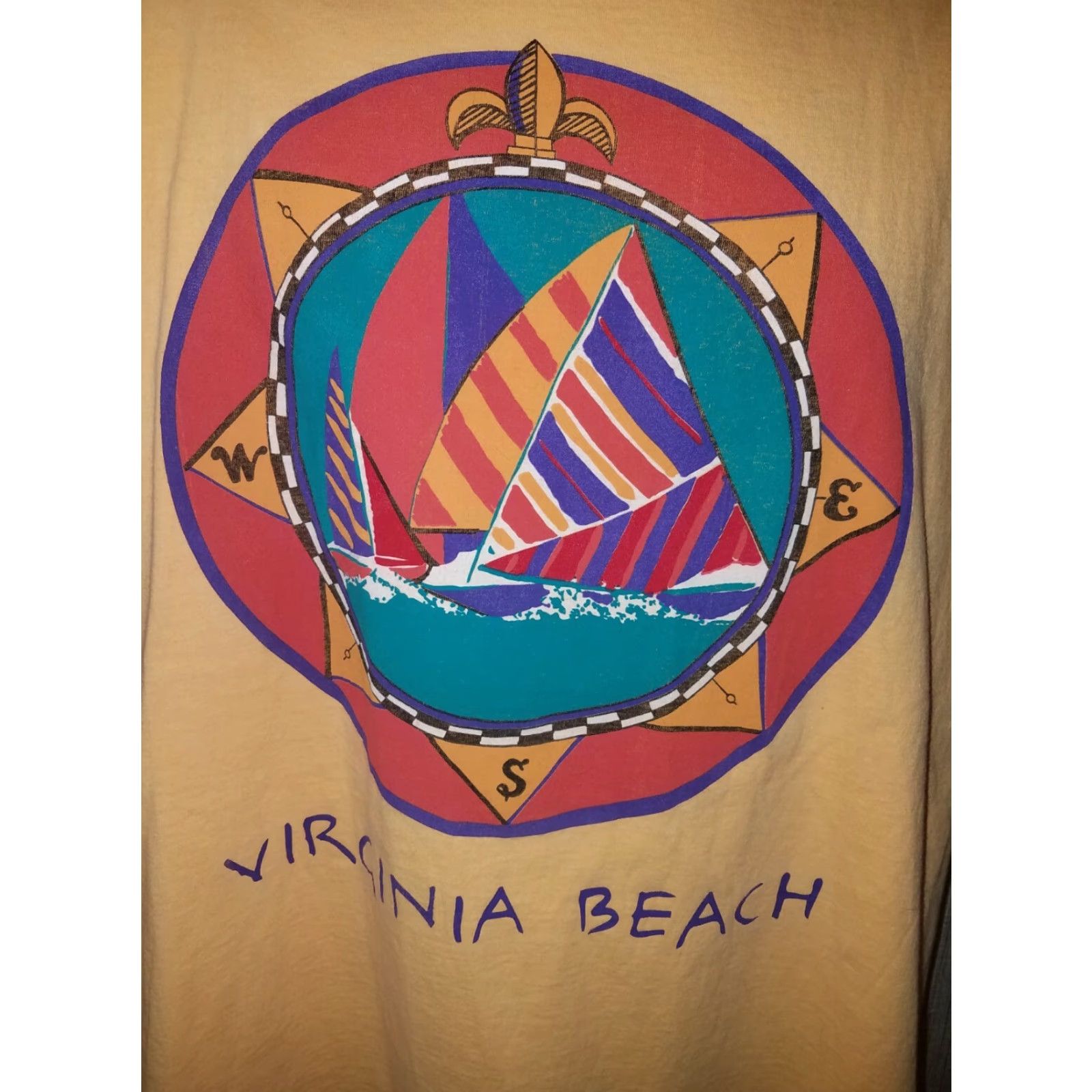 Vintage VTG Kantoo Sport T-Shirt Mens L USA Graphic Stitch Virginia Beach Yellow 100% Cotton Orange Graphic VTG SINGLE STITCH Virginia Beach USA Mens L Size US L / EU 52-54 / 3 - 2 Thumbnail