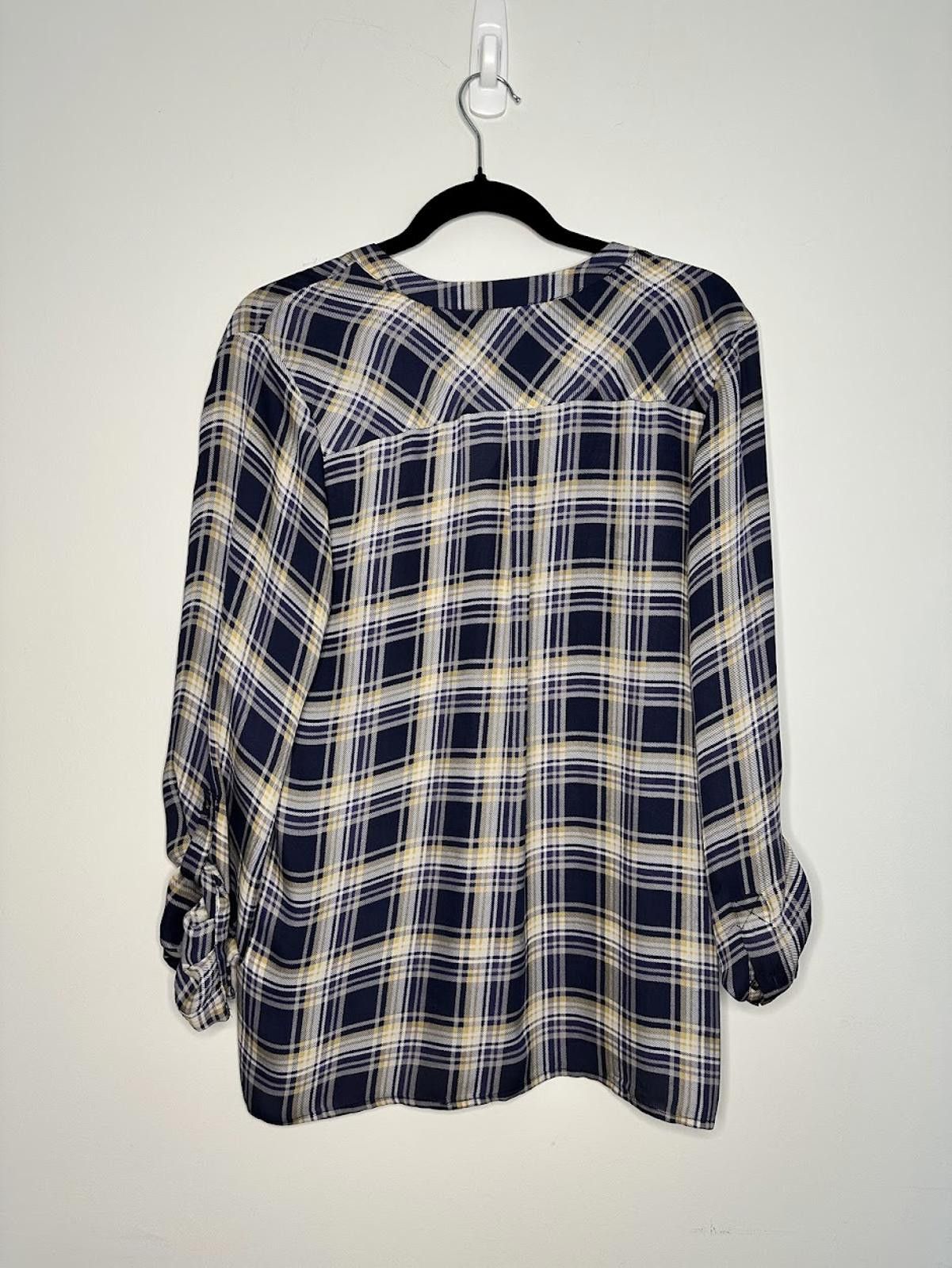 Jones New York Joie Nelia 3/4 Sleeve Plaid Silk Top - Sz. M Size M / US 6-8 / IT 42-44 - 3 Thumbnail