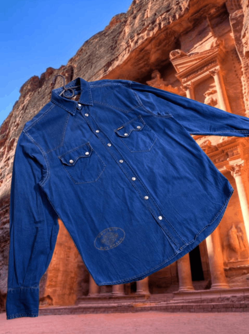Harley Davidson × Vintage Harley Davidson Made In Italy Denim Long Sleeve Shirt Size US XL / EU 56 / 4 - 1 Thumbnail