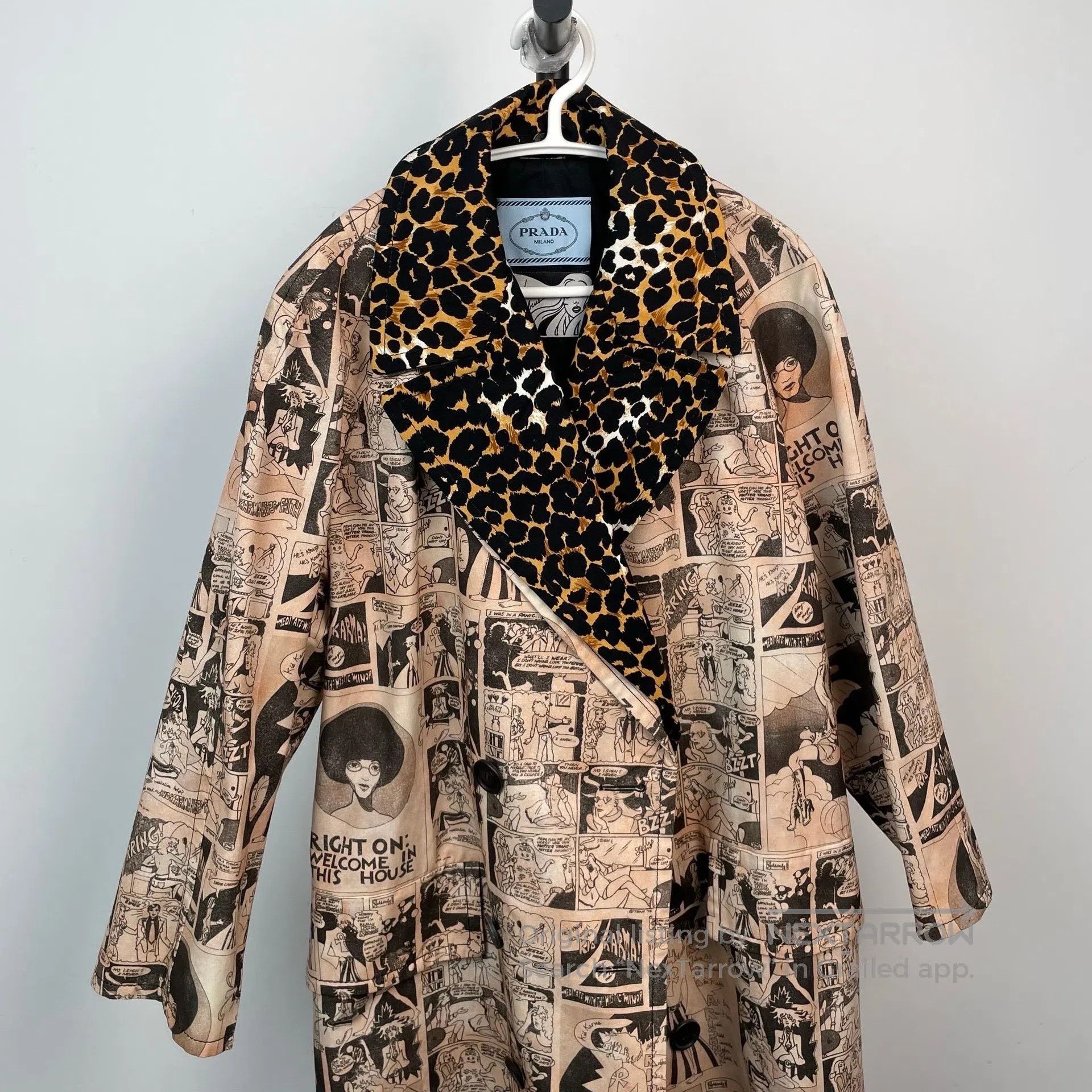 Prada Prada Distressed Poster Print Leopard Print Lapel Coat| Size XS / US 0-2 / IT 36-38 - 3 Thumbnail