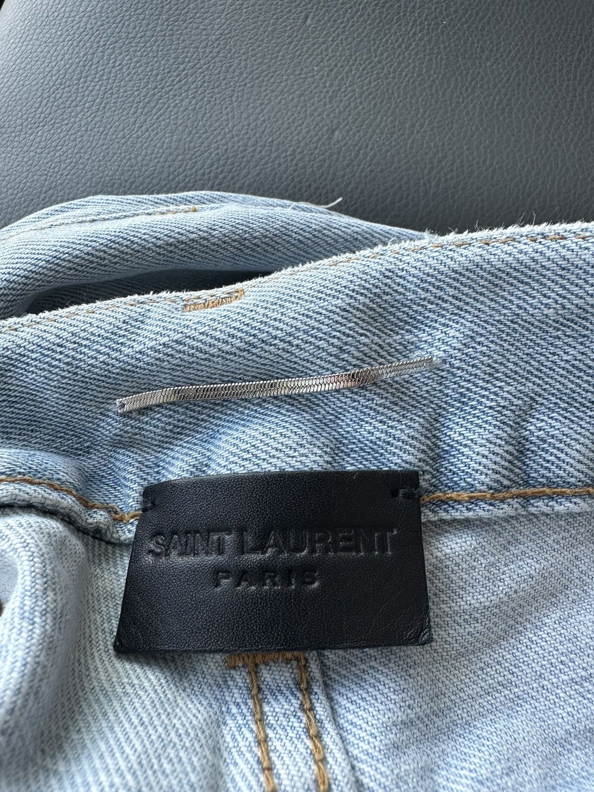 Saint Laurent Paris SLP Super Rare Brand New Trashed Ripped Skinny Denim Jeans Size US 33 - 4 Thumbnail