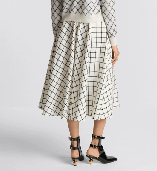 Dior o1w1db11225 451J05 Flared Midi Skirt in White/Black Size 26" / US 2 / IT 38 - 6 Thumbnail
