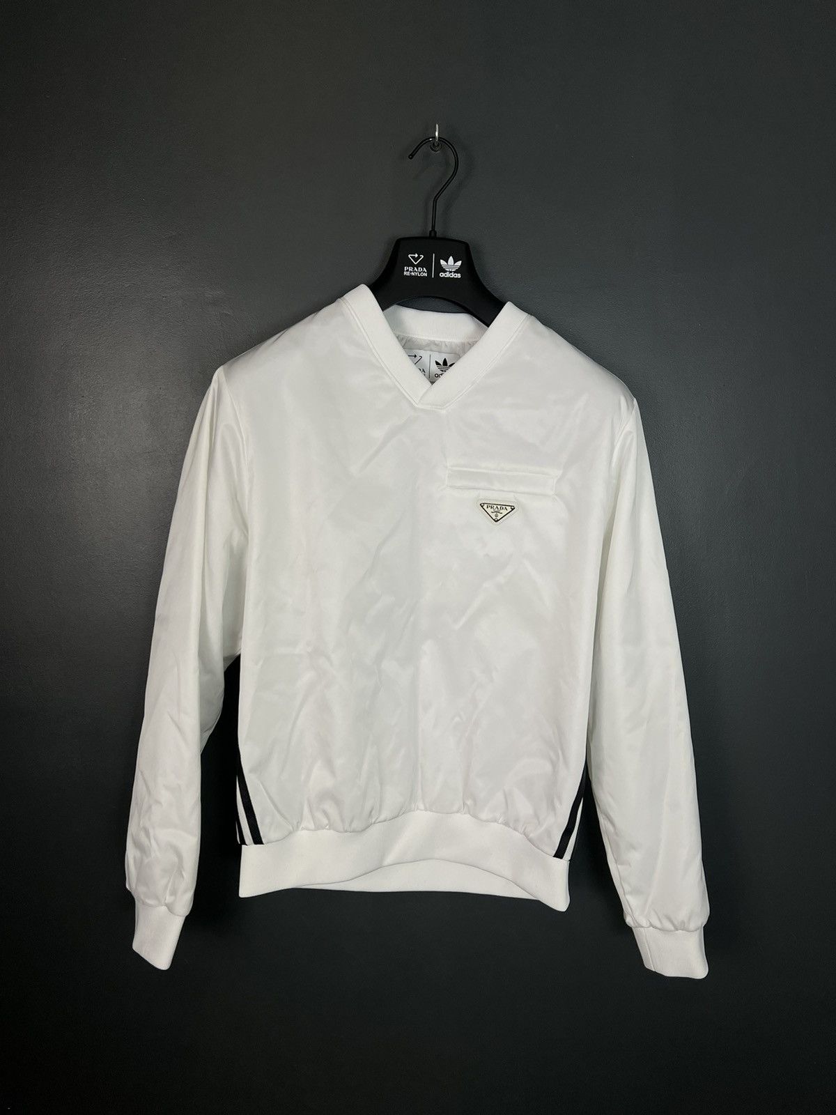 image of Adidas x Prada Re-Nylon Track Sweatshirt Jacket in White, Men's (Size Small)