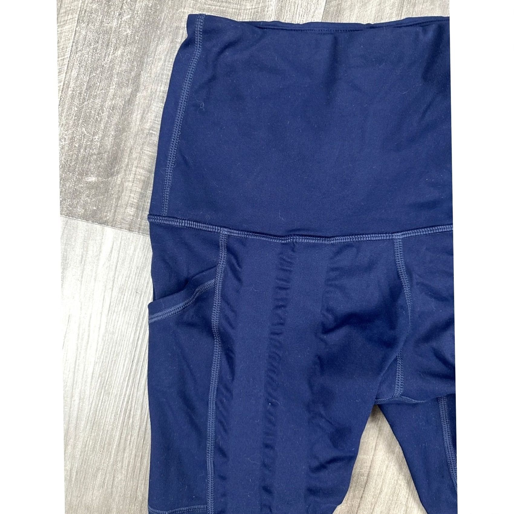 Vintage Sweetflexx Leggings Navy Hi Rise Pockets Women 2 NWOT Compression Polyester Spandex 27in Inseam 35in Length Size 26" / US 2 / IT 38 - 4 Thumbnail
