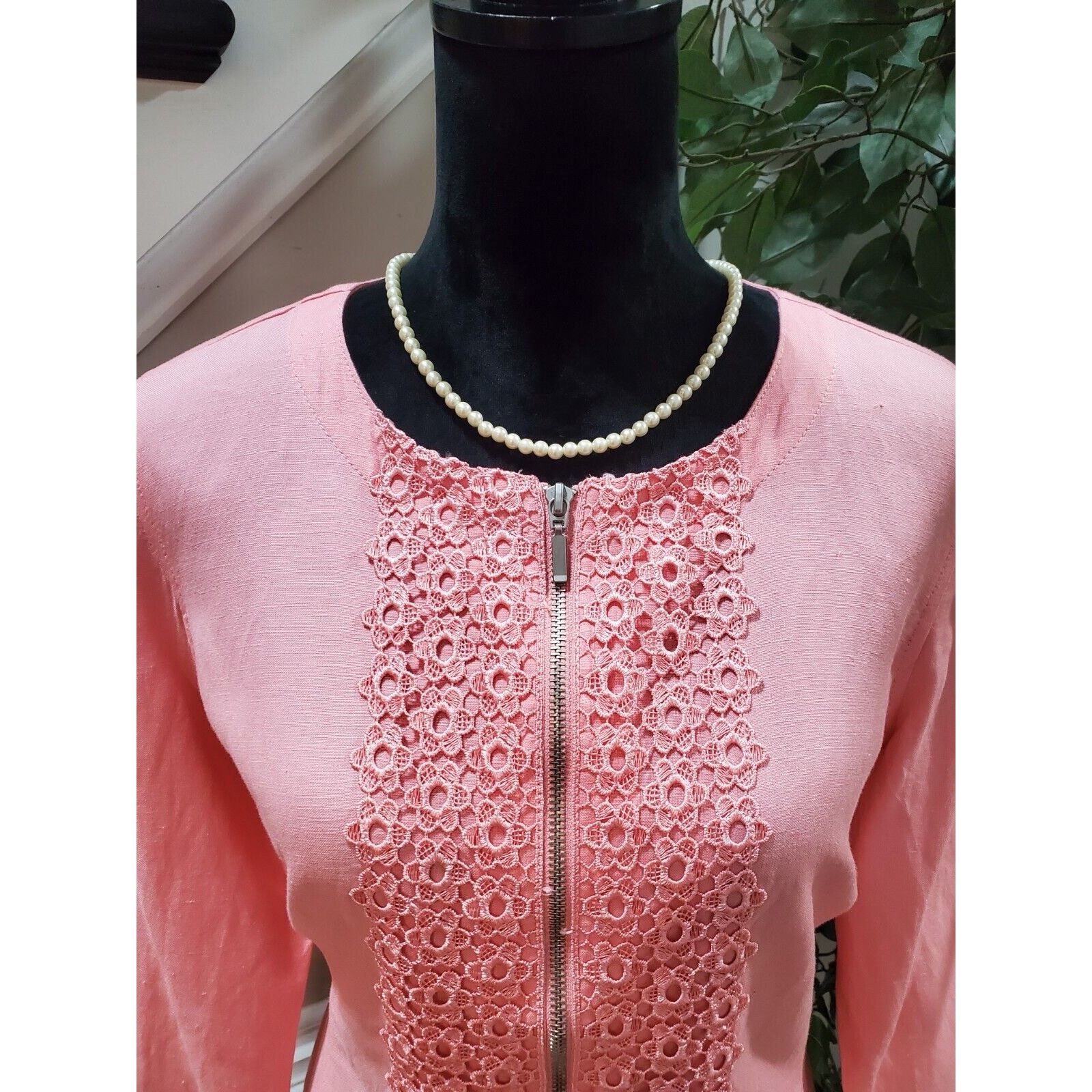 Other Ruby Rd. Lace Floral Linen Casual Full Zip Jacket Size 12 Size XL / US 12-14 / IT 48-50 - 2 Thumbnail