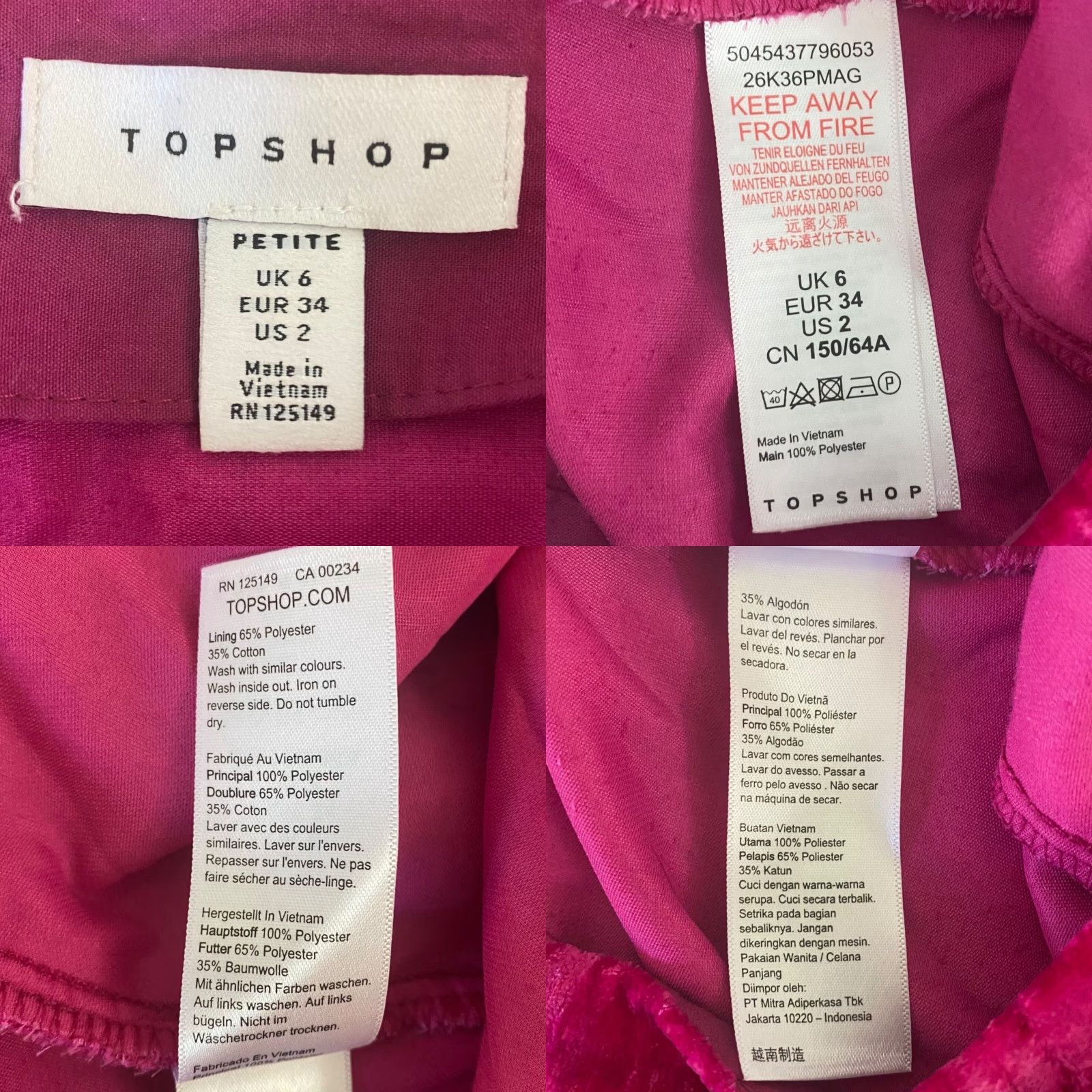 Topshop Topshop Velvet Drape Mini Skirt Women's Petite Size 2 Hot Pink High-Waisted Size 26" / US 2 / IT 38 - 8 Thumbnail
