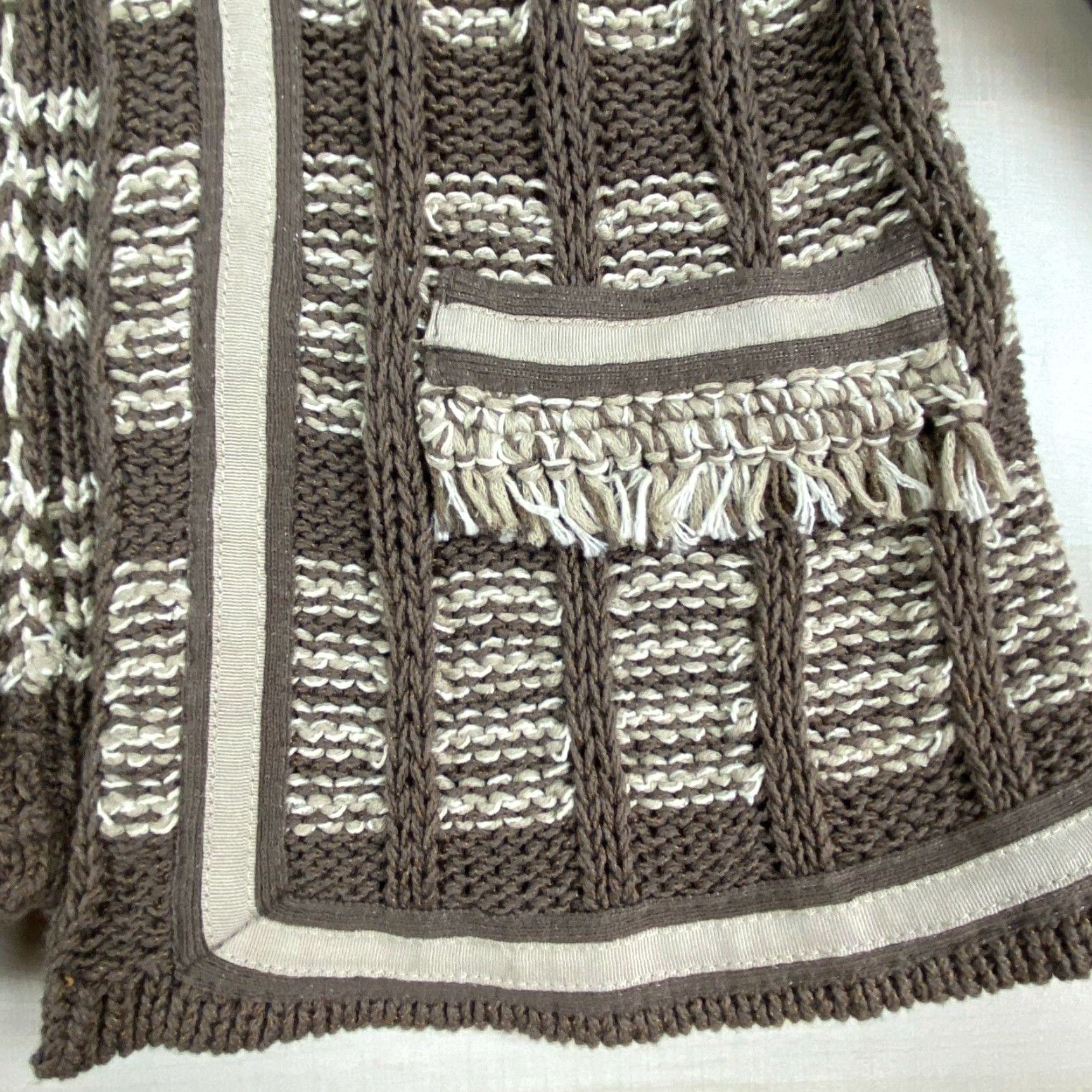 Vintage Chico's Womens Brown Striped Cable Knit Cardigan Sweater Size 0 Size S / US 4 / IT 40 - 6 Thumbnail