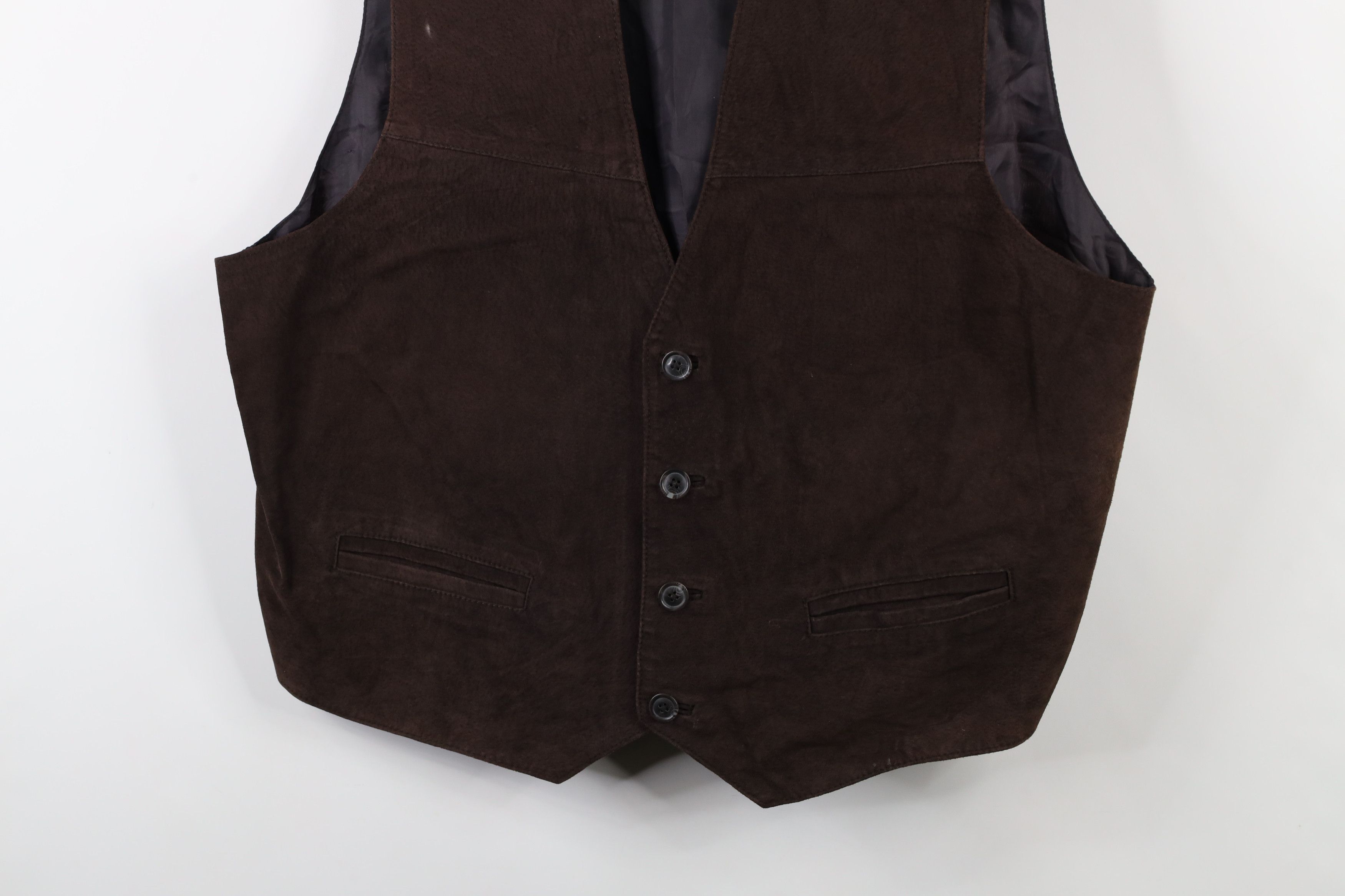 Vintage Vintage 90s Streetwear Buckle Back Suede Leather Vest Jacket Size US XL / EU 56 / 4 - 3 Thumbnail