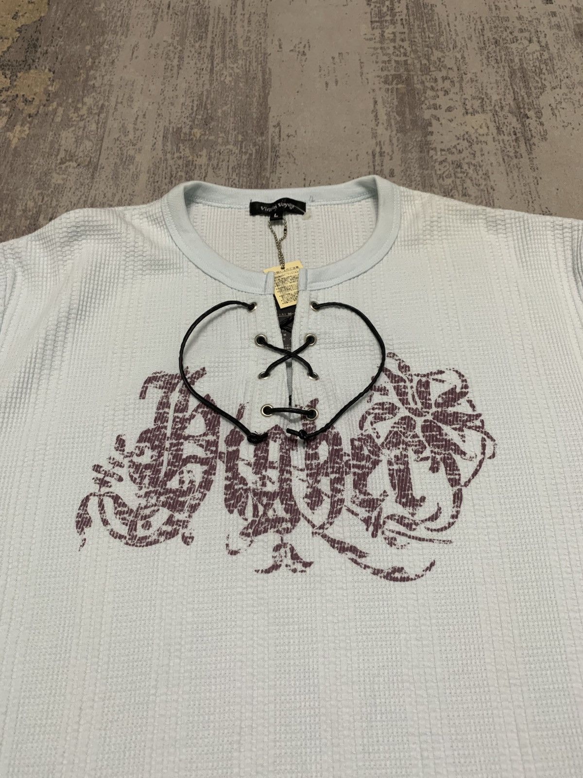 If Six Was Nine Virgin Voyage Japanese Gothic Poem Lace-Up Waffle Knit Shirt Size US L / EU 52-54 / 3 - 2 Thumbnail