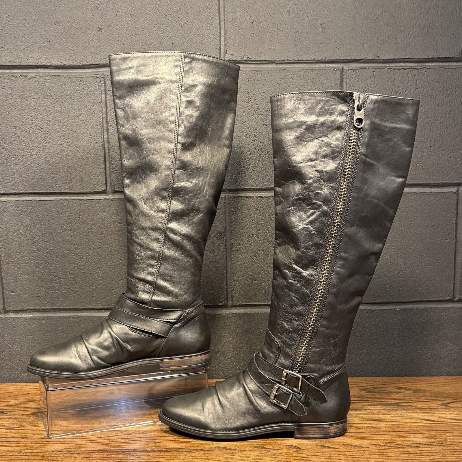 Steve Madden Steve Madden Saviorr Black Leather Knee High Boots Women’s 9 Size US 9 / IT 39 - 1 Thumbnail