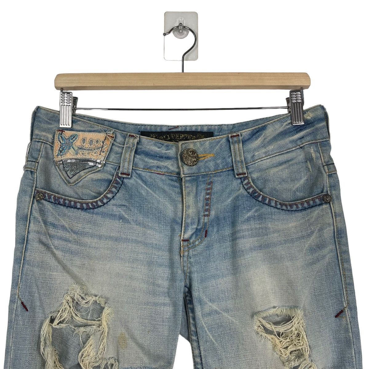 If Six Was Nine JAPANASE RED PAPER JAPAN&CO THRASHED SHORT PANTS JEANS Size US 31 - 3 Thumbnail