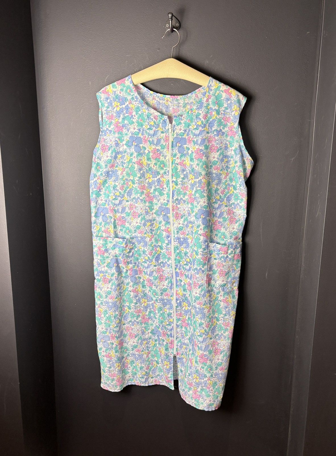 Vintage 1980s Lounge Dress Ugly Vintage Night Gown Zip Up Floral 70s Size ONE SIZE - 7 Thumbnail