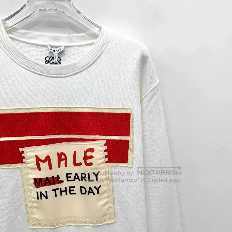 Loewe Loewe White Letter Printed Cotton Crewneck Long Sleeve Swe Size S / US 4 / IT 40 - 3 Thumbnail