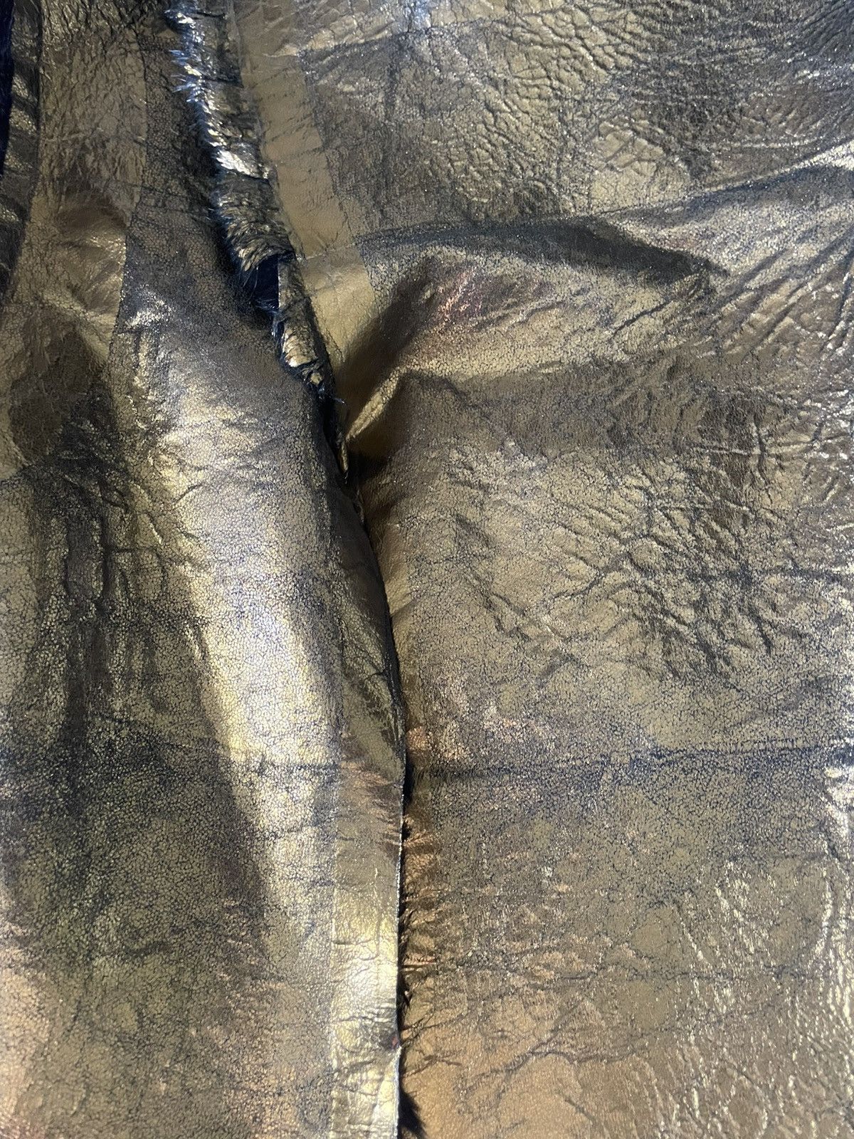 Le Grande Bleu (L.G.B.) Le Grand Bleu 1/1 Cropped Rabbit Fur Gold Leather Jacket Size M / US 6-8 / IT 42-44 - 3 Thumbnail