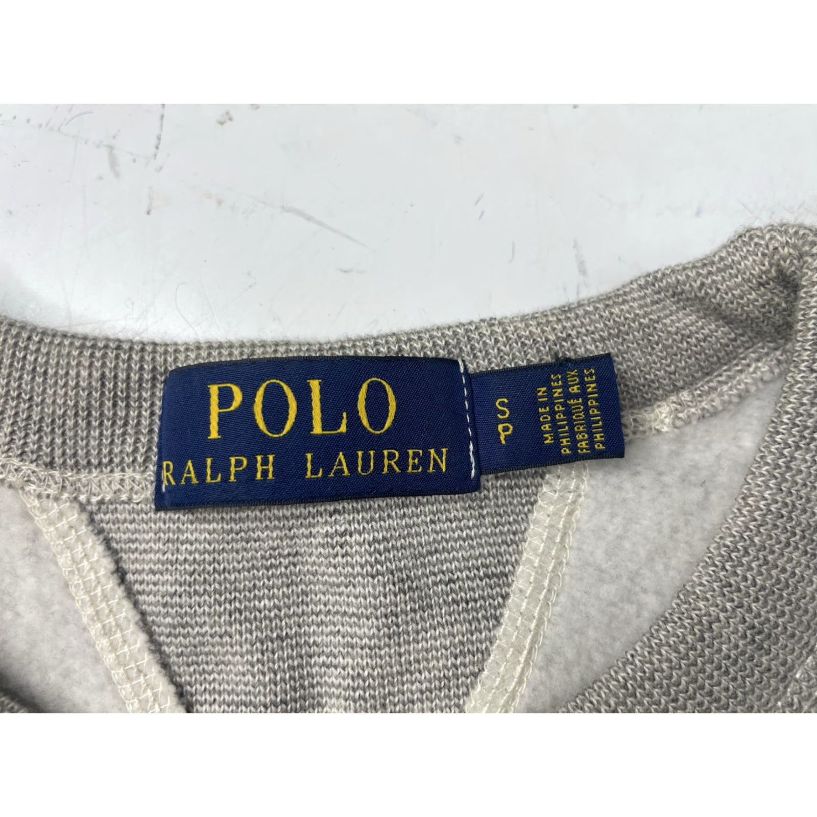 Polo Ralph Lauren Polo Ralph Lauren Sweatshirt Pullover Crew Neck Long Sleeve Small Gray Cotton Embroidered Logo Regular Men's Retro Big Spellout Sweater Size US S / EU 44-46 / 1 - 2 Thumbnail