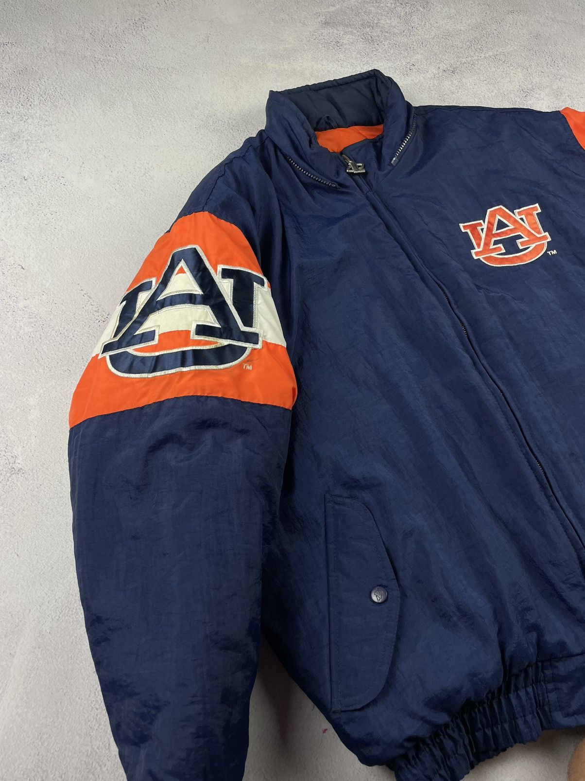 Logo Athletic Rare Vintage 90s Auburn Tigers Starter Jacket Navy Orange L Size US L / EU 52-54 / 3 - 3 Thumbnail