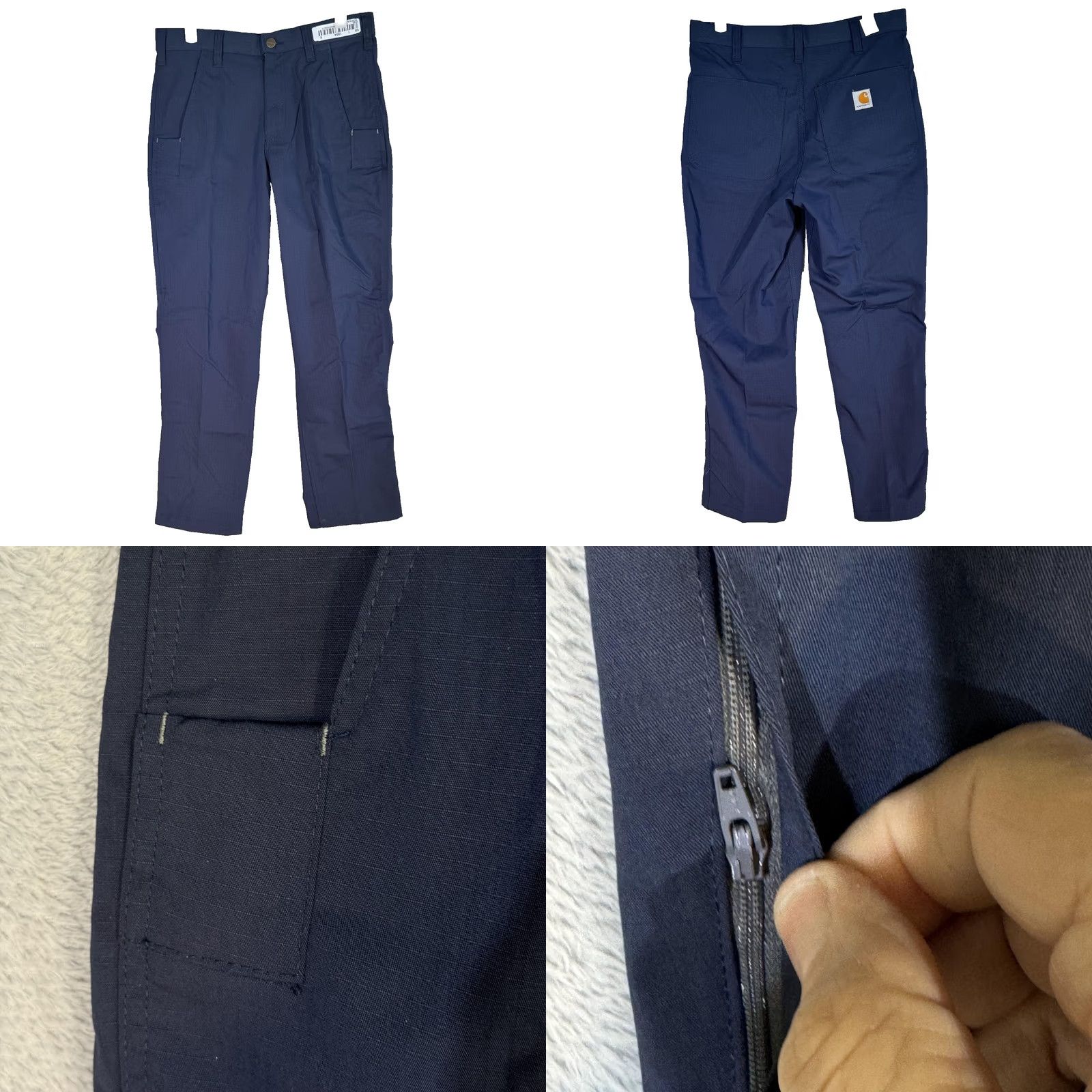 Carhartt Carhartt Pants Mens 29x28 Relaxed Fit Ripstop Cargo 2 Pair Navy Zip Pocket Workwear Cargo Pocket Logo Front Flat Front Size US 29 - 9 Thumbnail