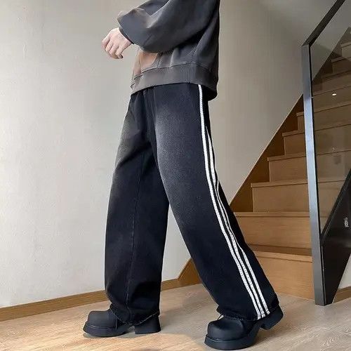 Japanese Brand Harada x Asada Black Baggy Track Wide Leg Flared Denim Jeans Size US 32 / EU 48 - 3 Thumbnail