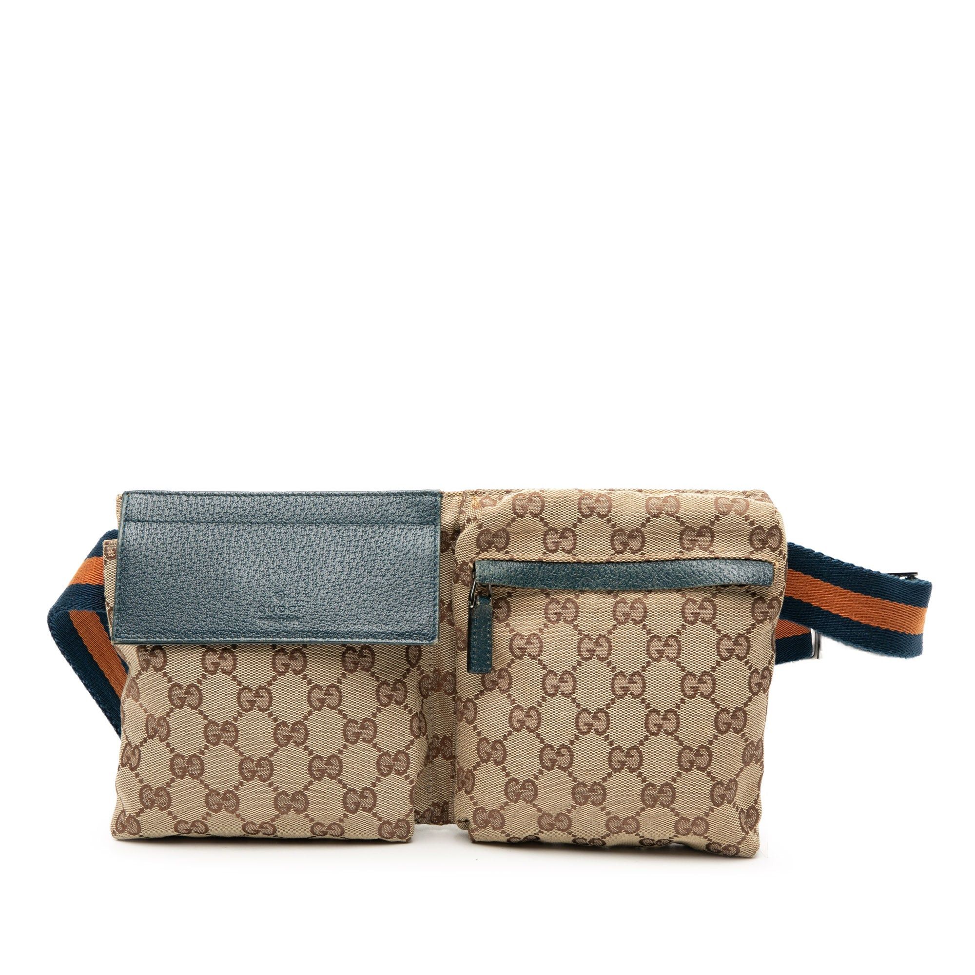 GG Canvas Web Double Pocket Belt Bag