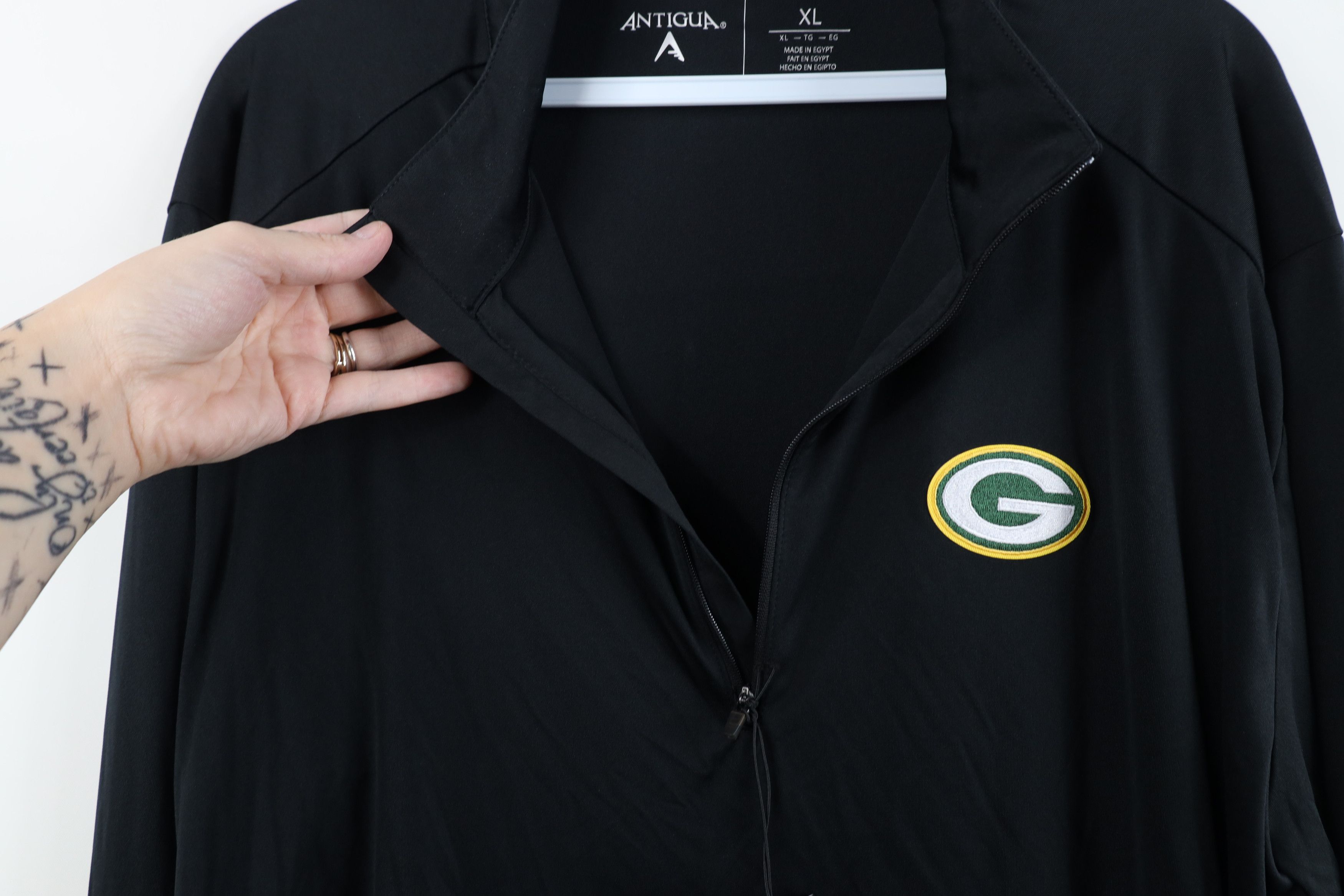Vintage New NFL Packers Football Half Zip Pullover Jacket Top Black Size US XL / EU 56 / 4 - 7 Thumbnail