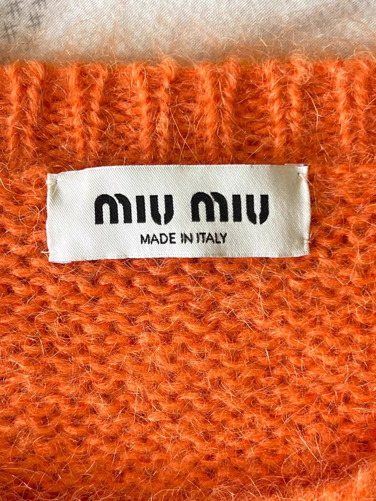 Miu Miu MIU MIU Mohair Sweater 38 Orange-Purple Stripe Logo 2022 FW Size XS / US 0-2 / IT 36-38 - 5 Thumbnail