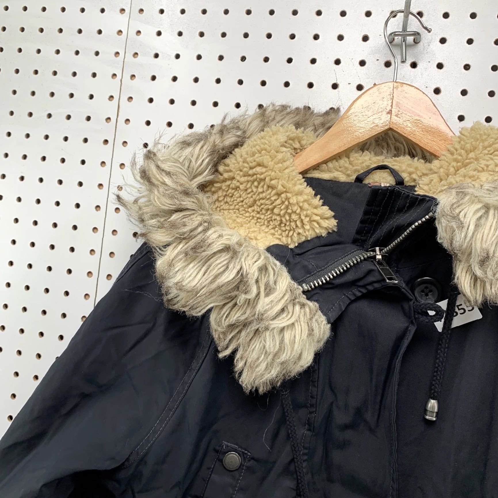 FREE PEOPLE Black N3B Military Sherpa Lined Parka Jacket Women's Large