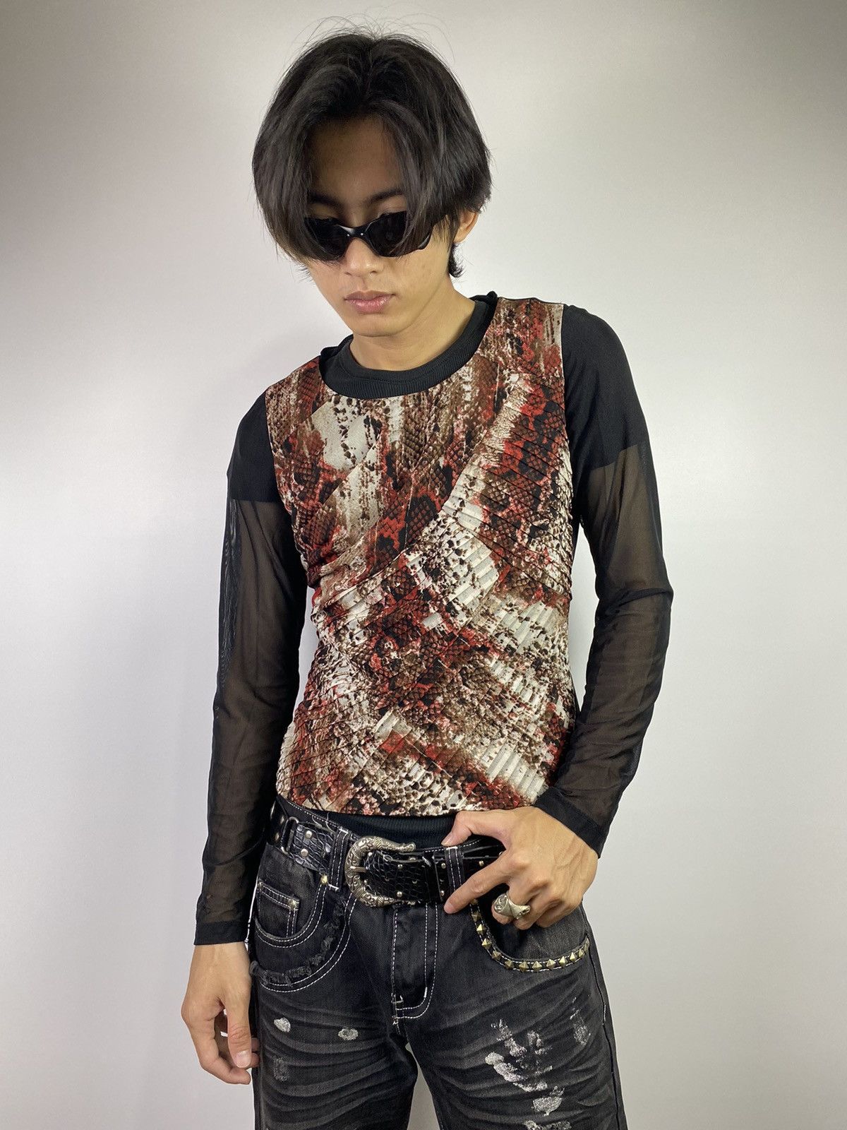 Japanese Brand × Jean Paul Gaultier jean paul gaultier style meshtop snake skin YETTS Size S / US 4 / IT 40 - 17 Thumbnail